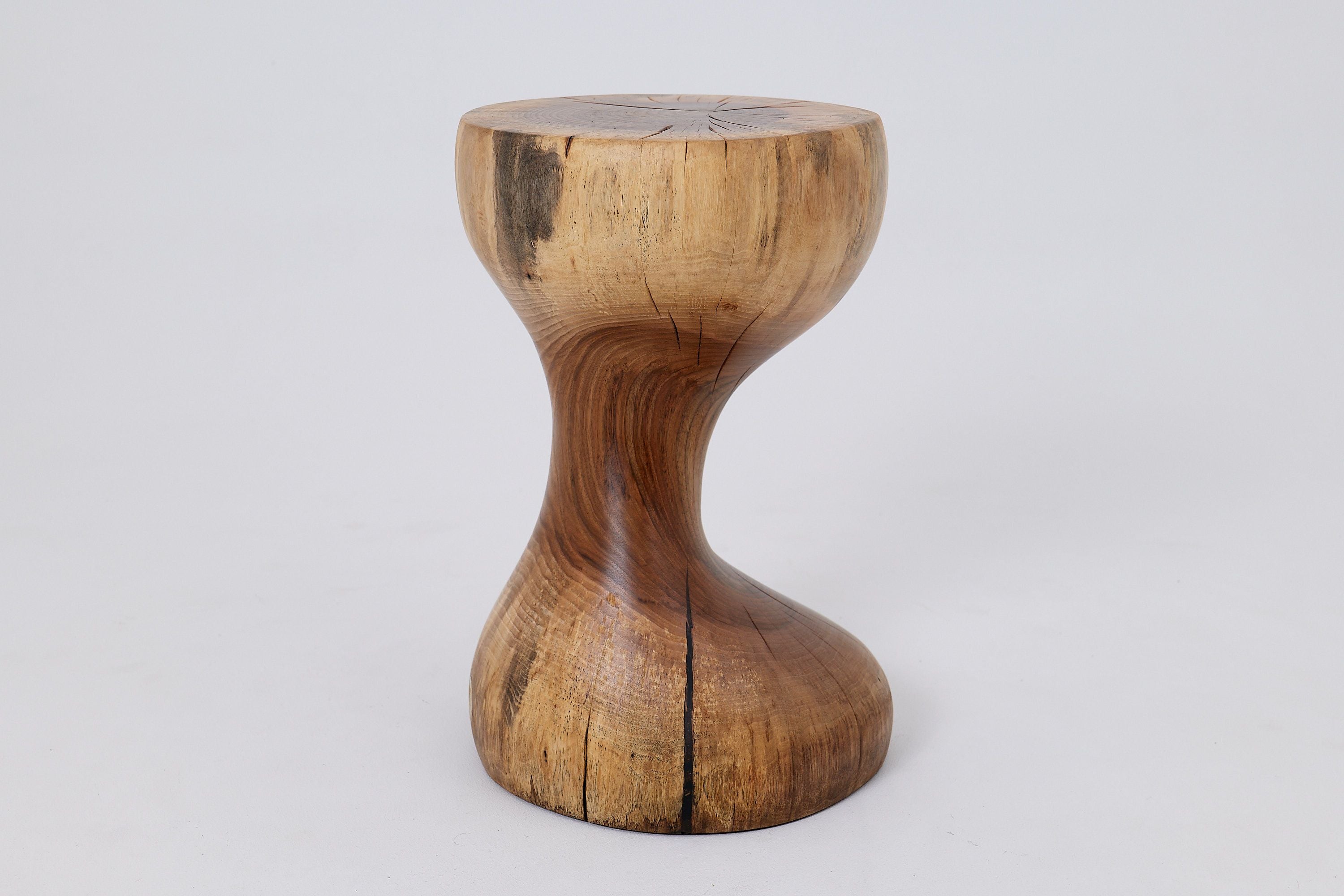 Sculptural Side Table, Stool, Solid Wood, Walnut, Contemporary Design - image 4