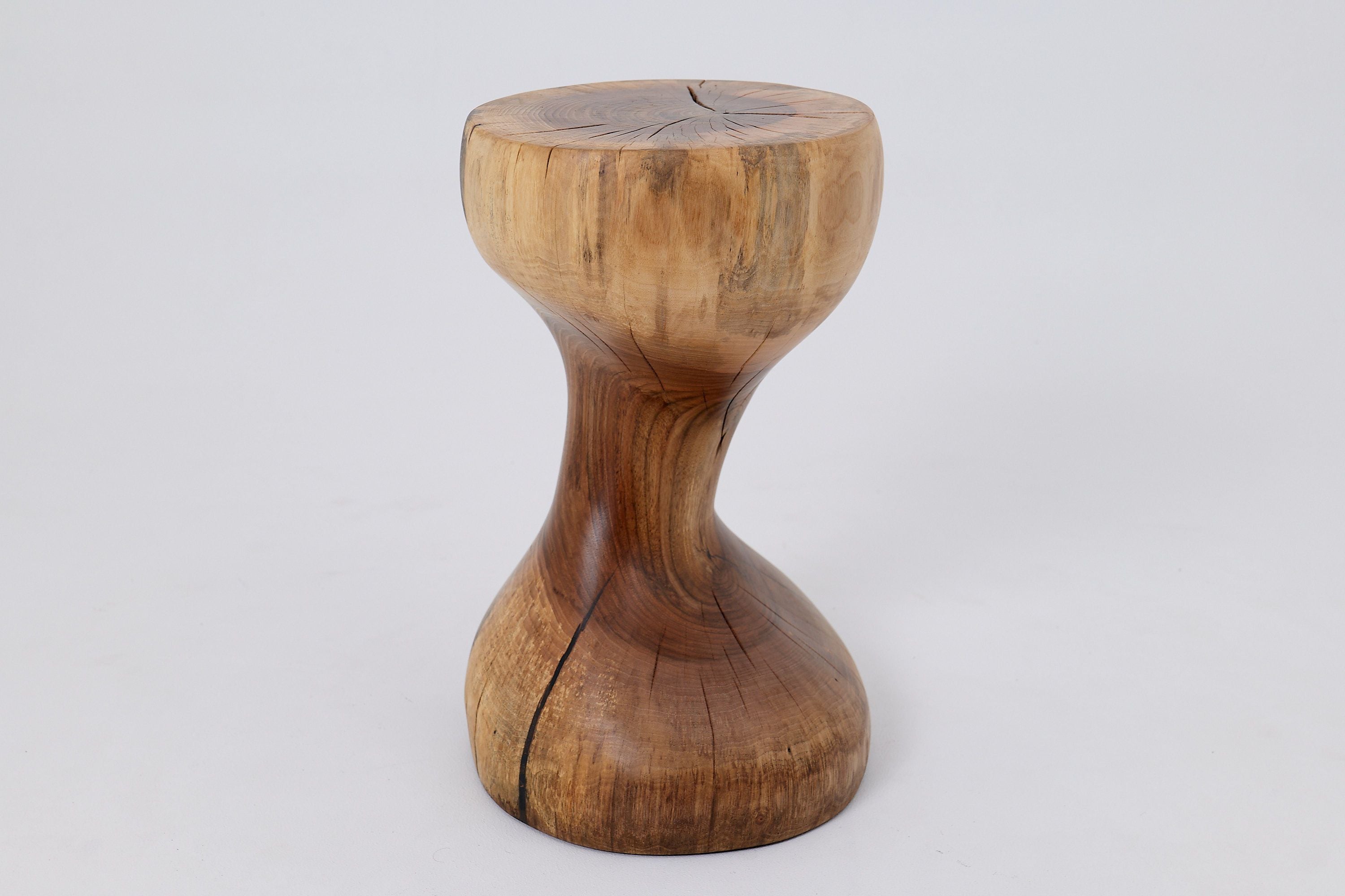 Sculptural Side Table, Stool, Solid Wood, Walnut, Contemporary Design - image 5