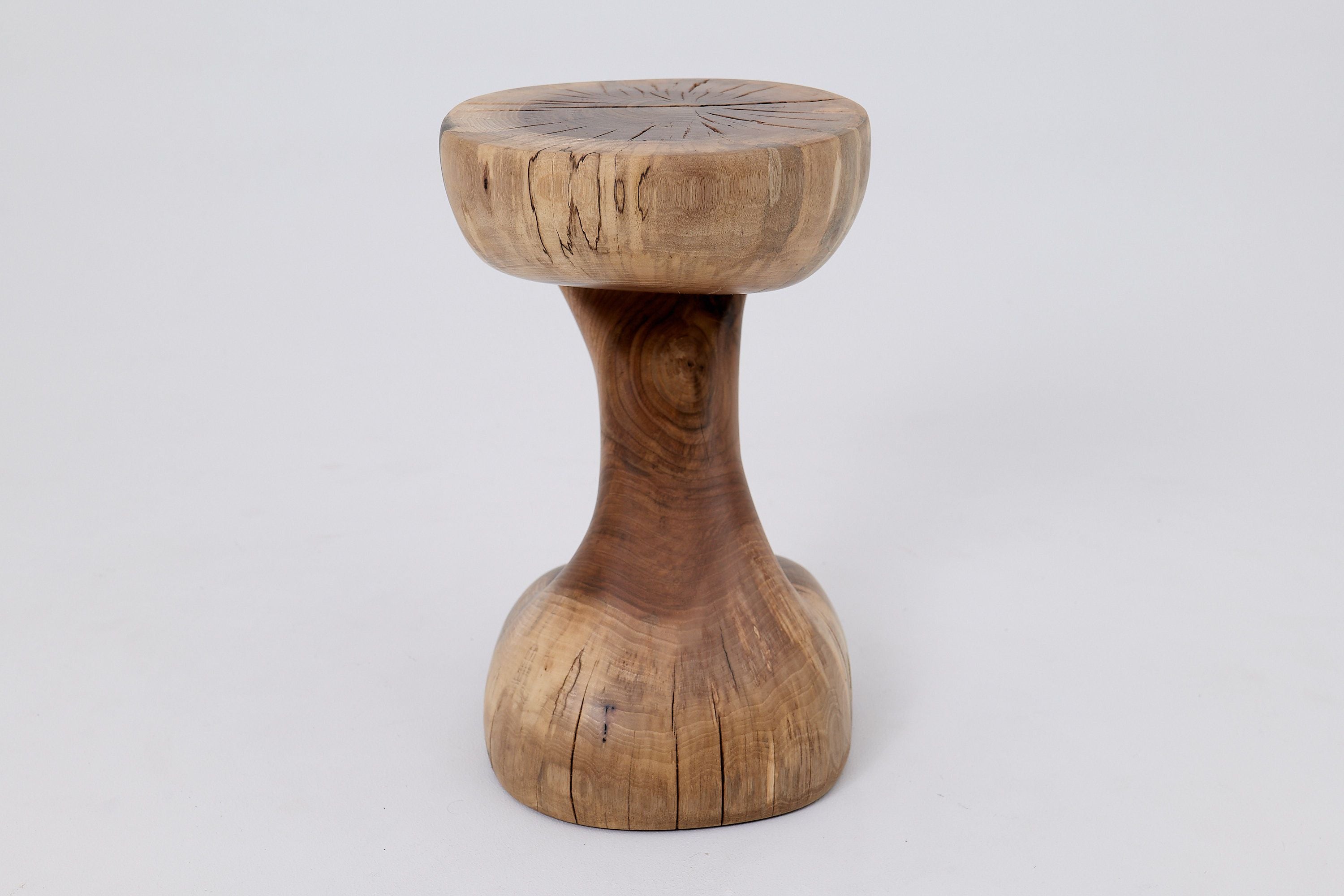 Sculptural Side Table, Stool, Solid Wood, Walnut, Contemporary Design - image 10