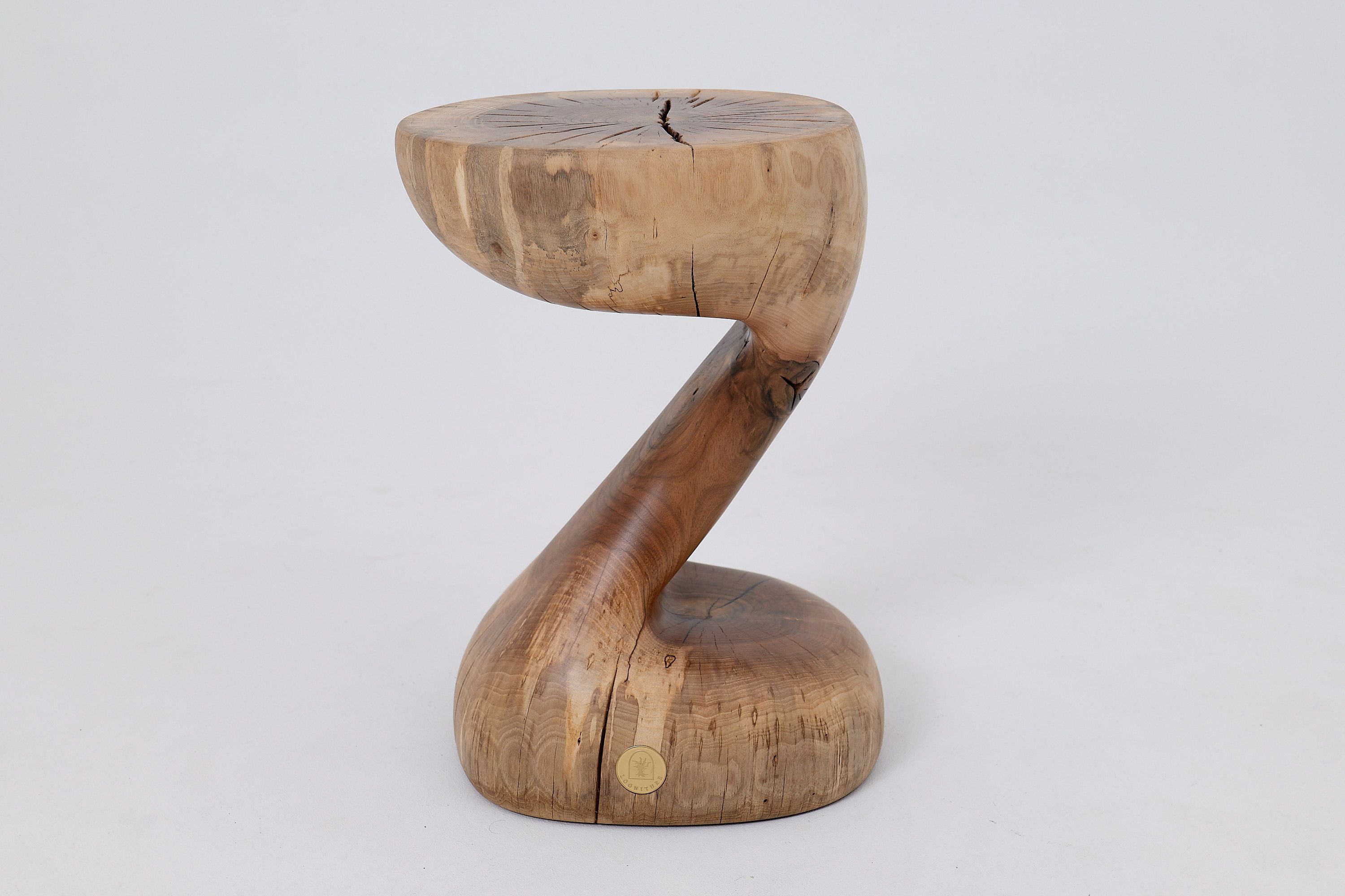Sculptural Side Table, Stool, Solid Wood, Walnut, Contemporary Design - image 12