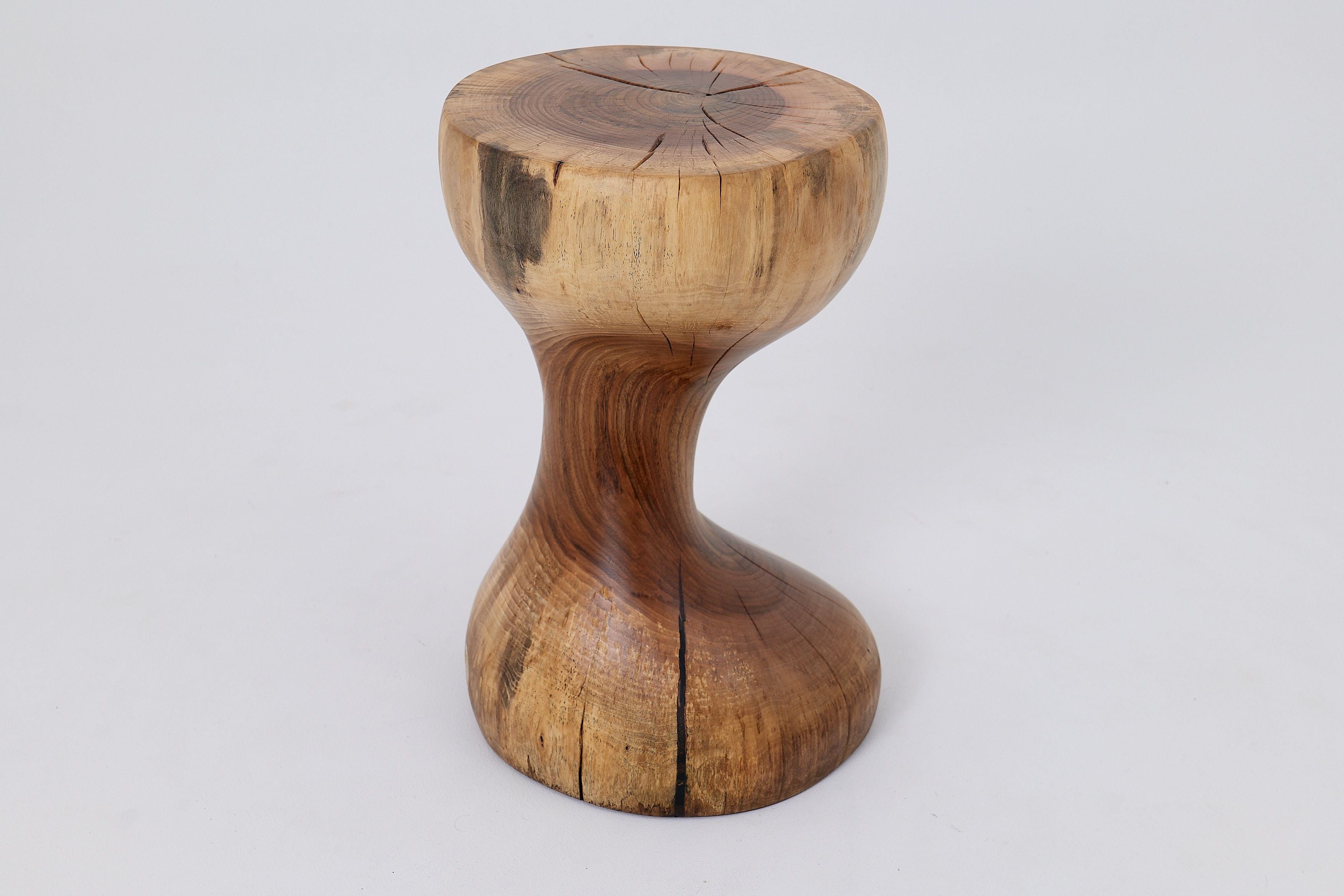 Sculptural Side Table, Stool, Solid Wood, Walnut, Contemporary Design - image 3