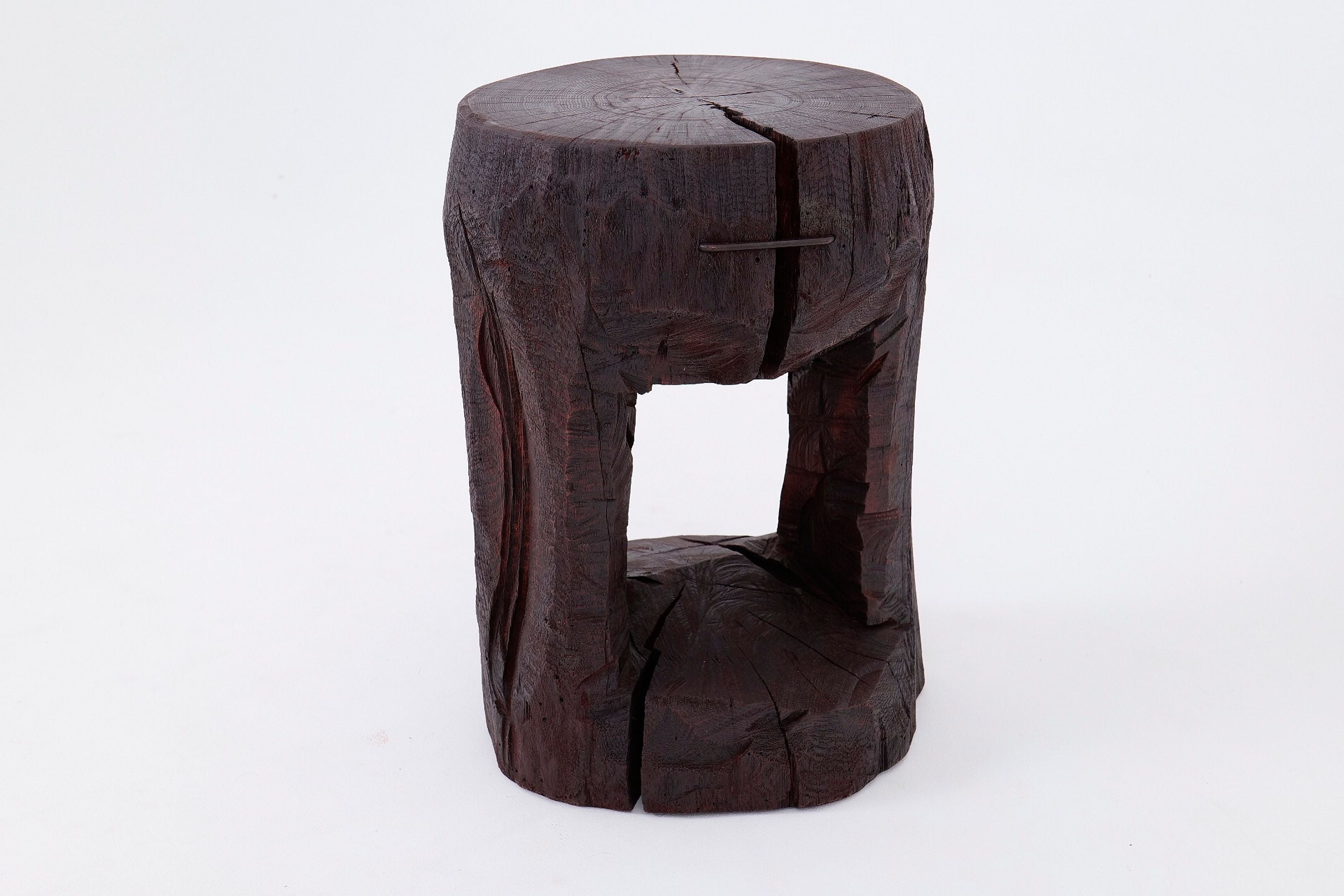 Sculptural Hardwood Side Table, Coffee Table, Red Stain, Hand-Carved, - image 18