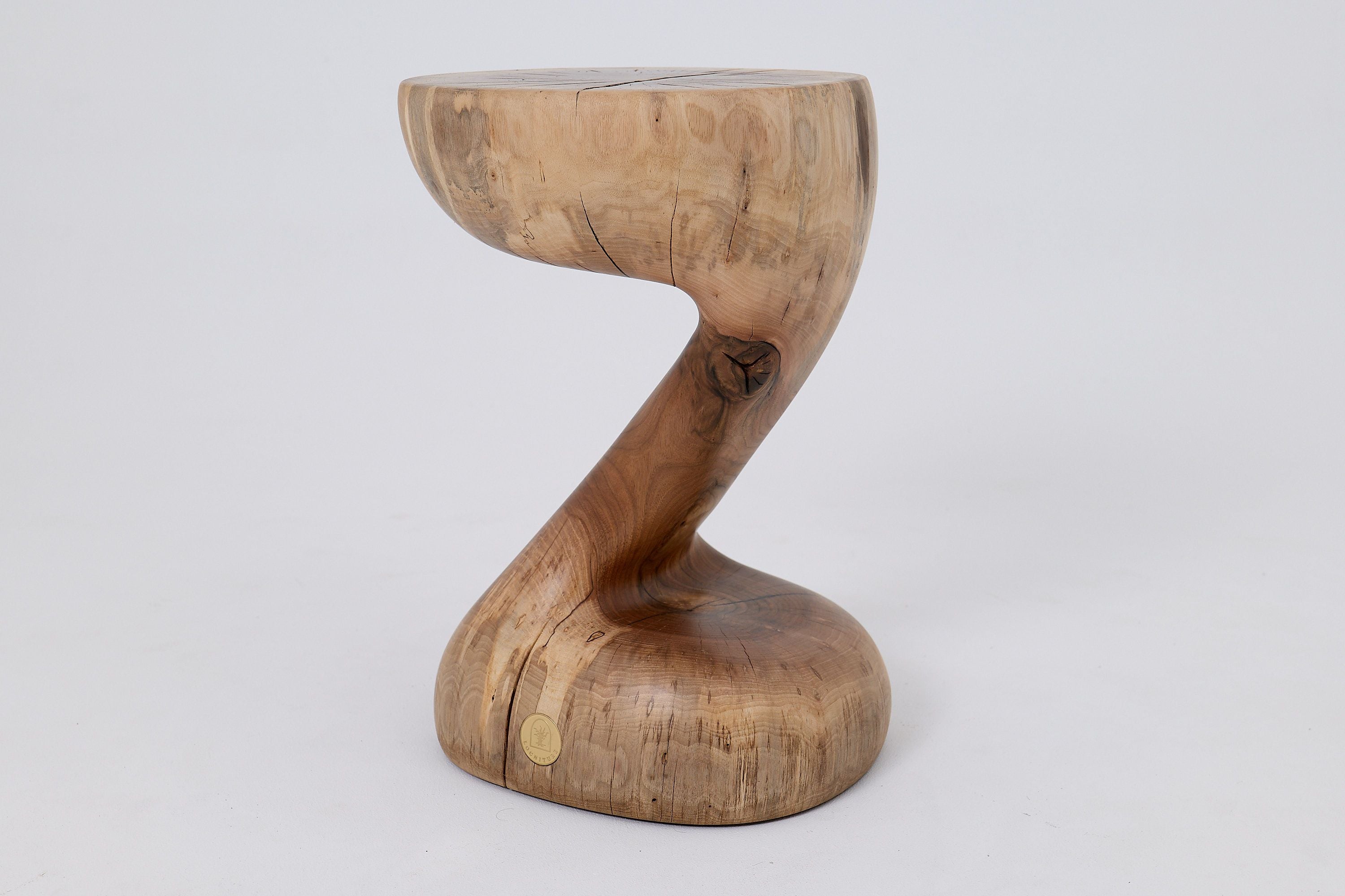 Sculptural Side Table, Stool, Solid Wood, Walnut, Contemporary Design - image 3