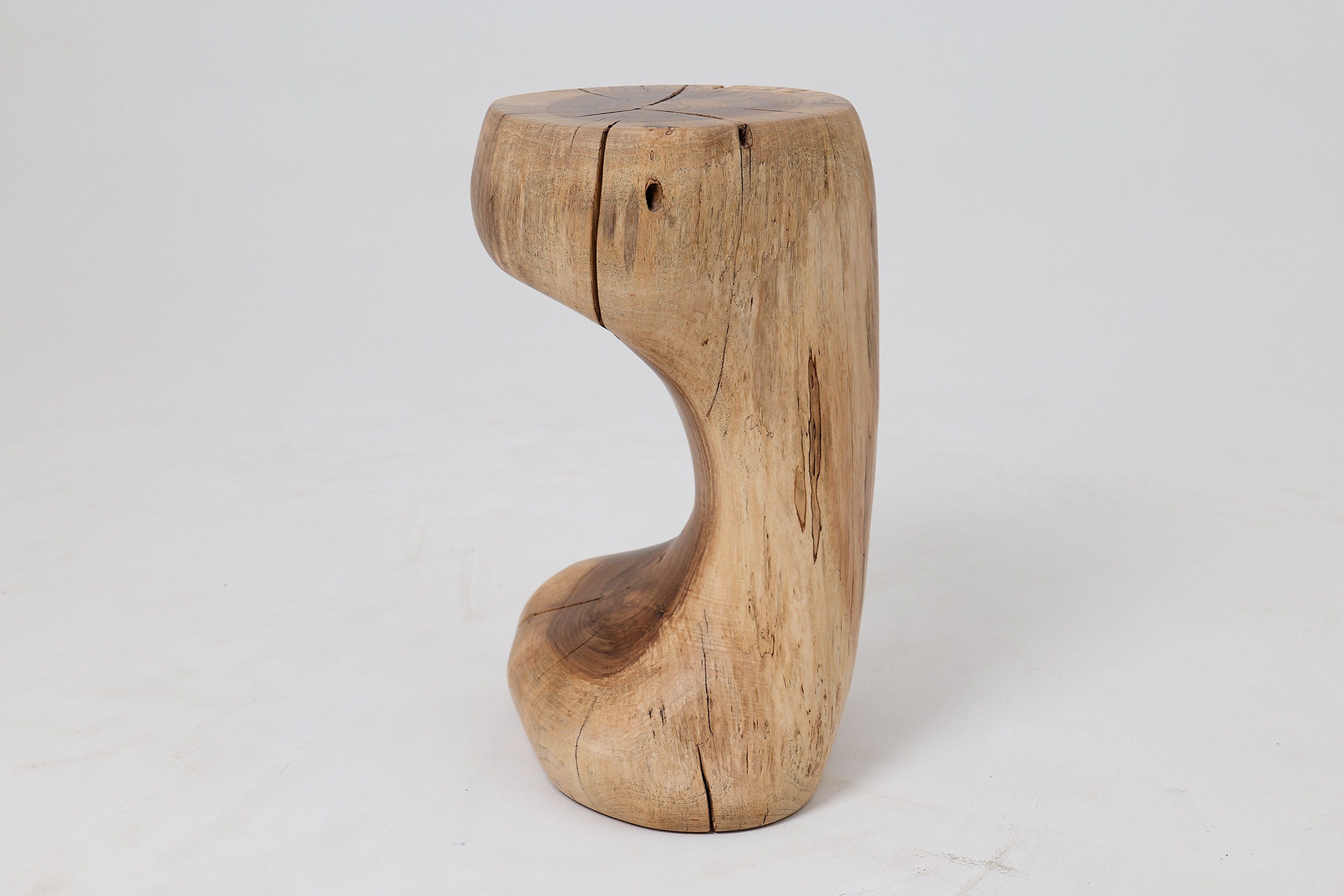 Sculptural Side Table, Stool, Solid Wood, Walnut, Contemporary Design - image 3