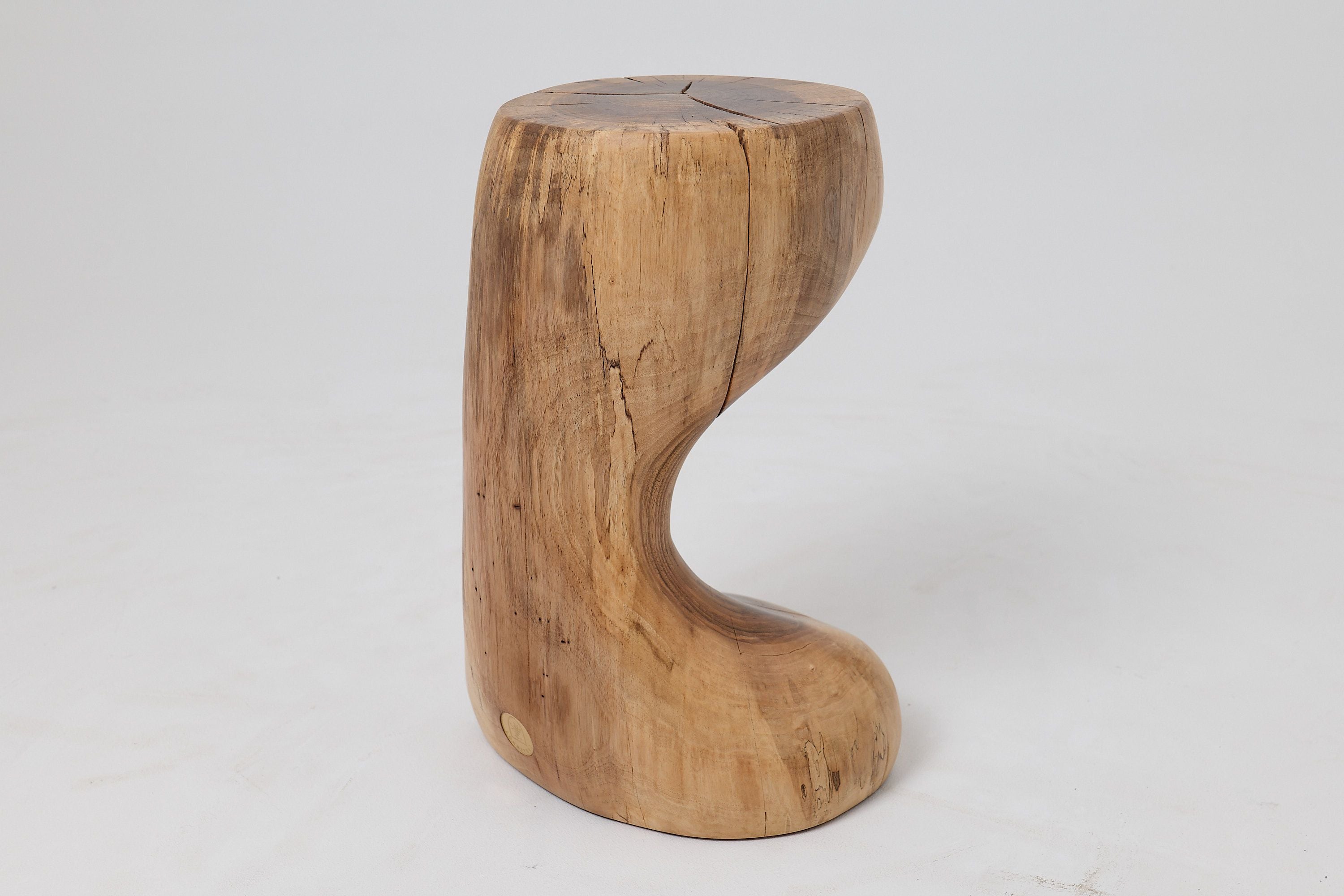 Sculptural Side Table, Stool, Solid Wood, Walnut, Contemporary Design - image 7