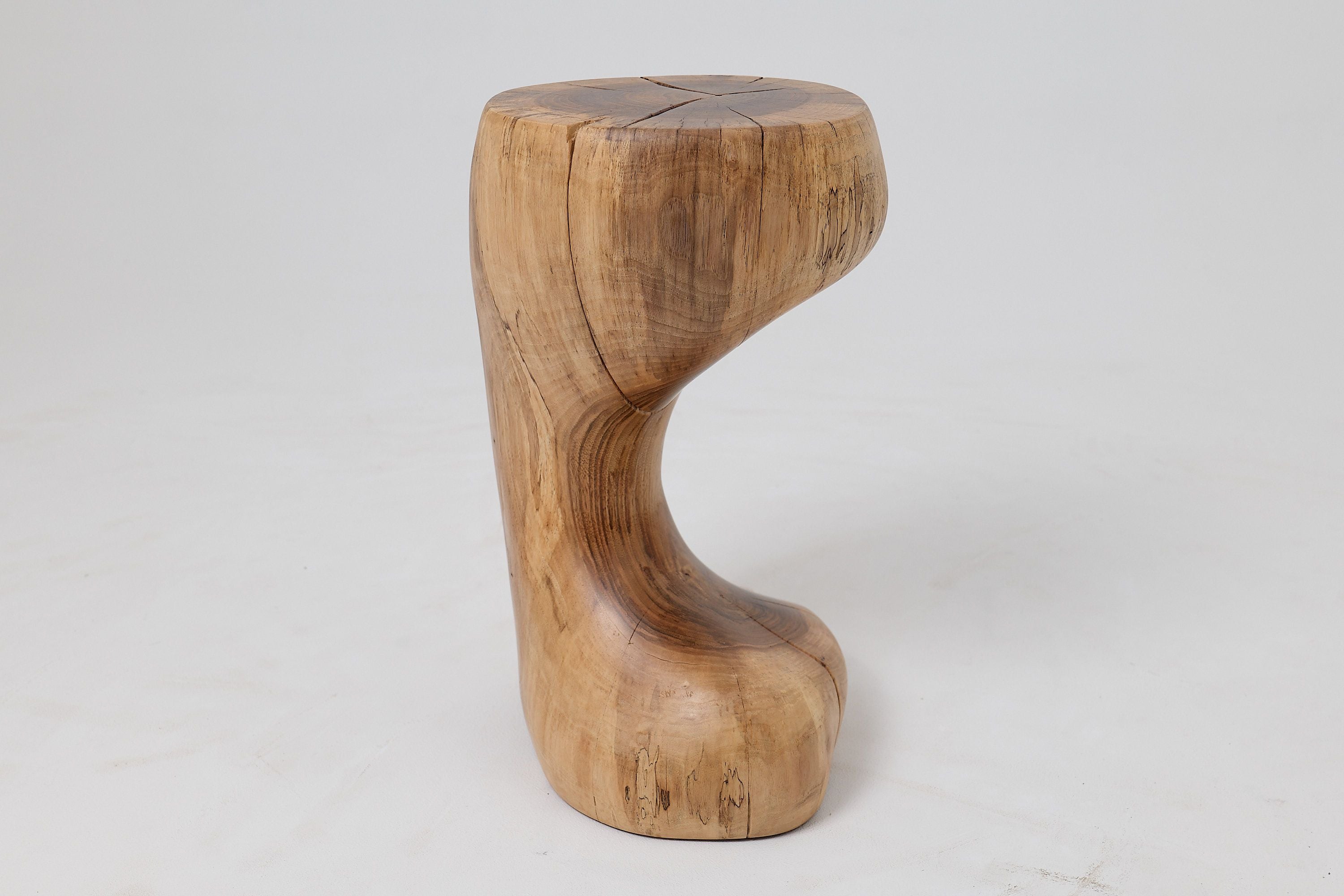 Sculptural Side Table, Stool, Solid Wood, Walnut, Contemporary Design - image 9