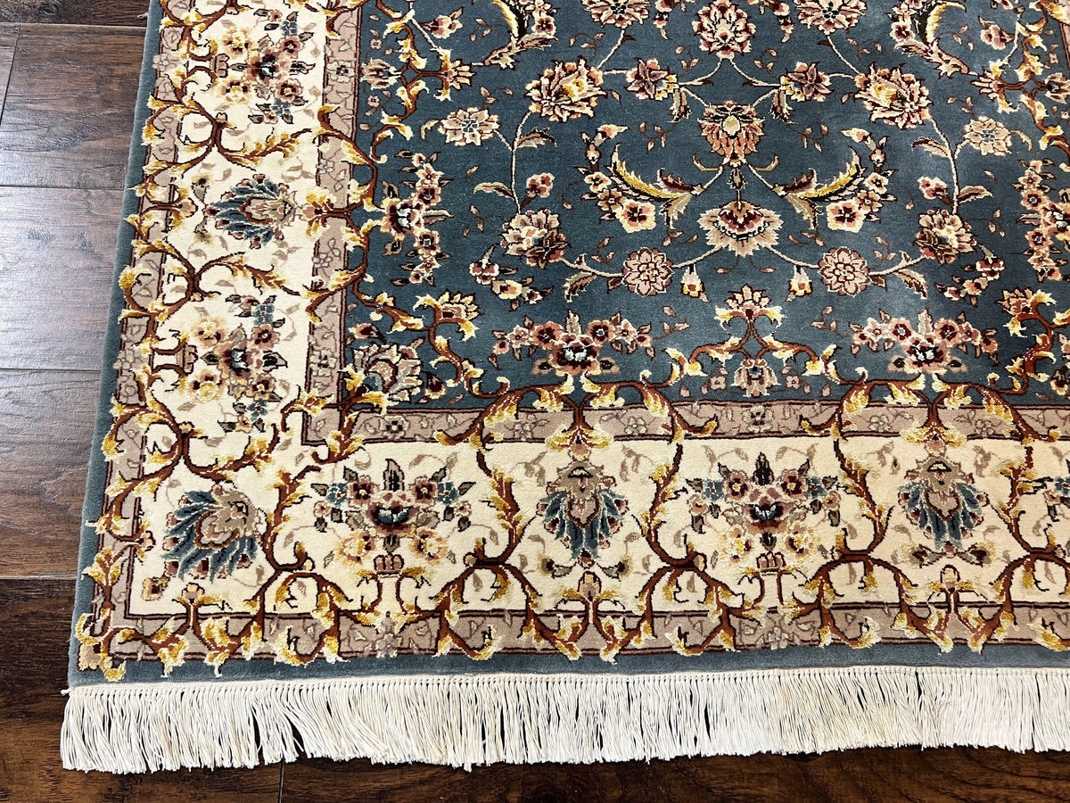 Sino Persian Rug 4x6, Very Fine Oriental Carpet, Handmade Rug 4 x 6, Floral Allover Vintage Traditional Wool & Silk Highlights, 200 KPSI - Jewel Rugs, view 8
