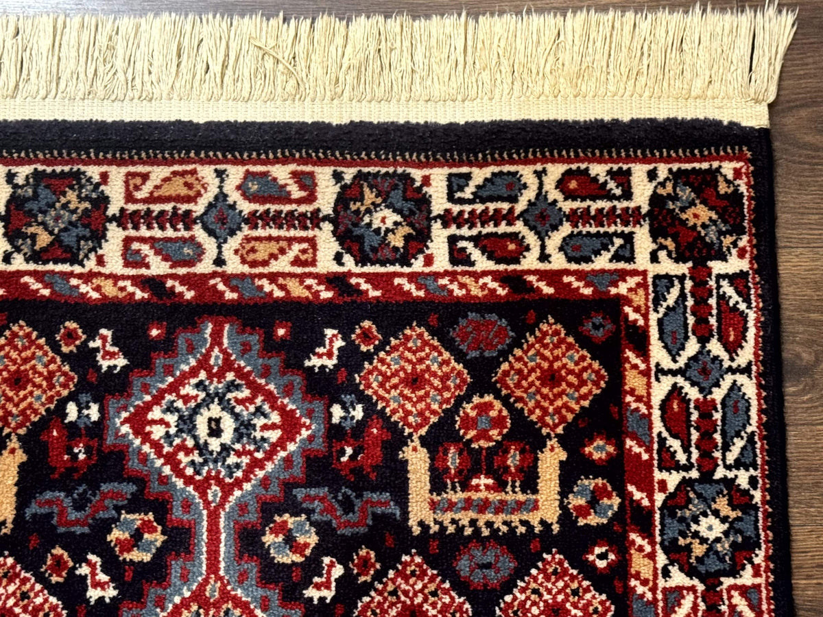 Small Karastan Rug 3x4, Yuruk Collection, Wool, Tribal, Geometric, Navy Blue - Jewel Rugs, view 8