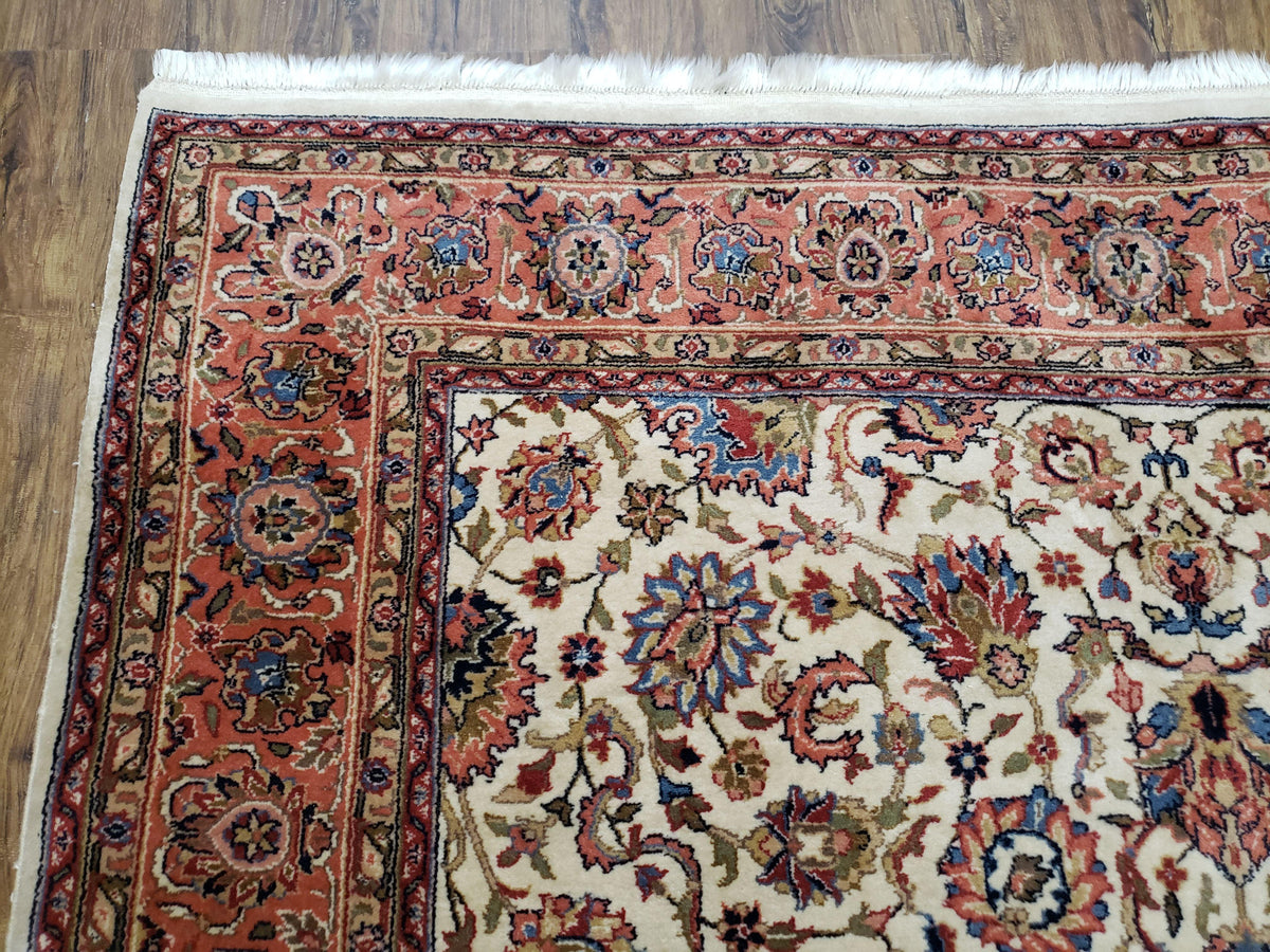 6x9 Top Quality Handmade Wool Area Rug Floral Allover Carpet Veg Dyes Beige - Jewel Rugs, view 6