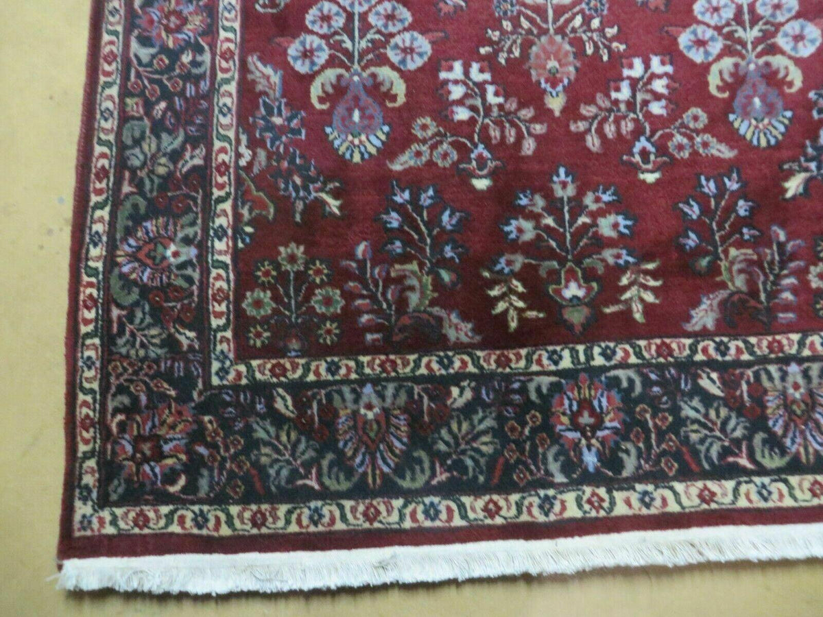 4' X 6' Vintage Handmade Fine India Jaipur Floral Oriental Wool Rug Red Nice - Jewel Rugs, view 8