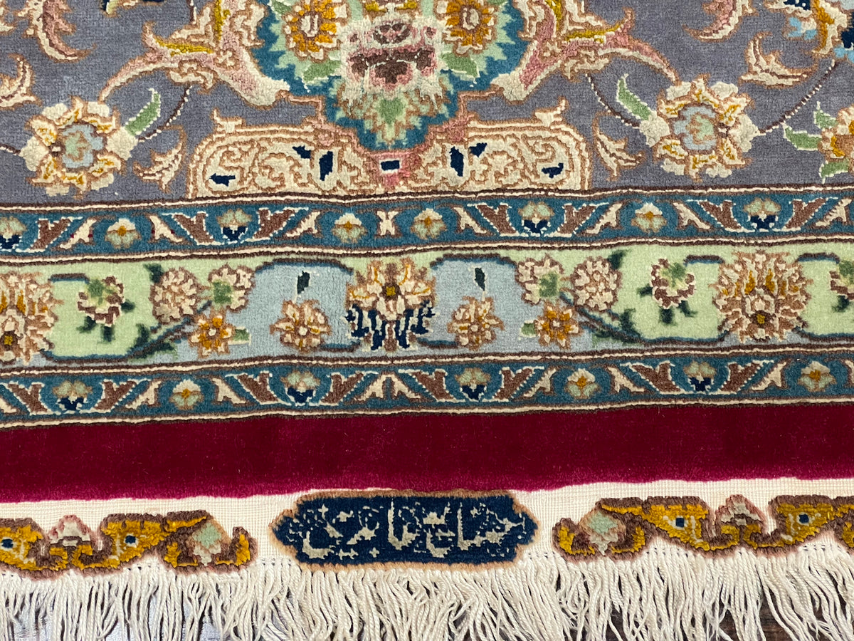 Stunning Persian Tabriz Rug 5x7, Signed by Masterweaver, Maroon, Floral Medallion, Ultra Fine 70 Raj 625 KPSI, Kork Wool Silk Foundation, Handmade - Jewel Rugs, view 10