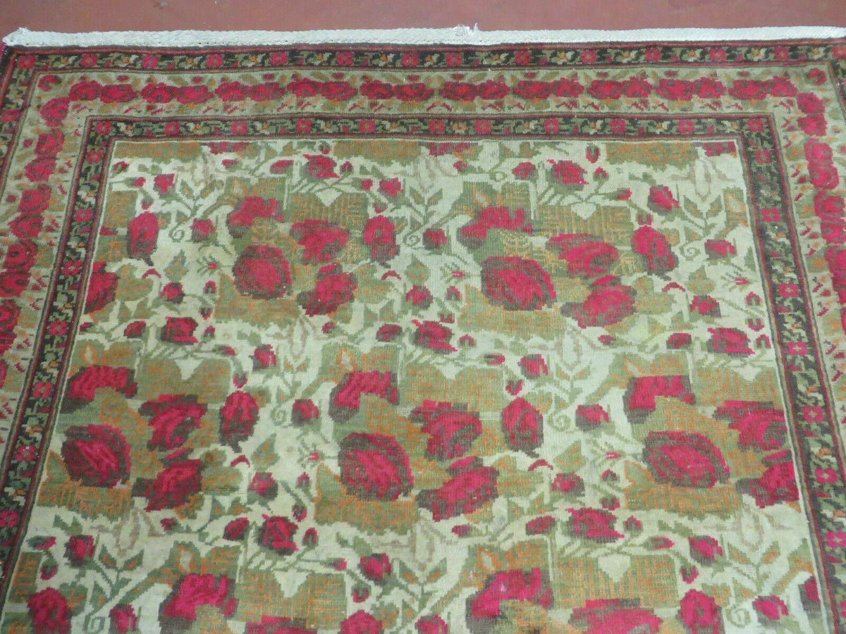 5' X 6' Antique Handmade India Floral Oriental Wool Rug Roses Flowers Traditional Contemporary Design - Jewel Rugs, view 3