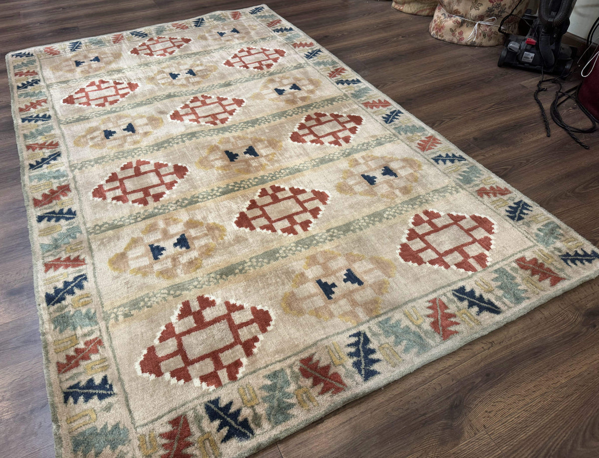 Geometric Design Area Rug 5x8, Beige and Rust Red - Jewel Rugs, view 13
