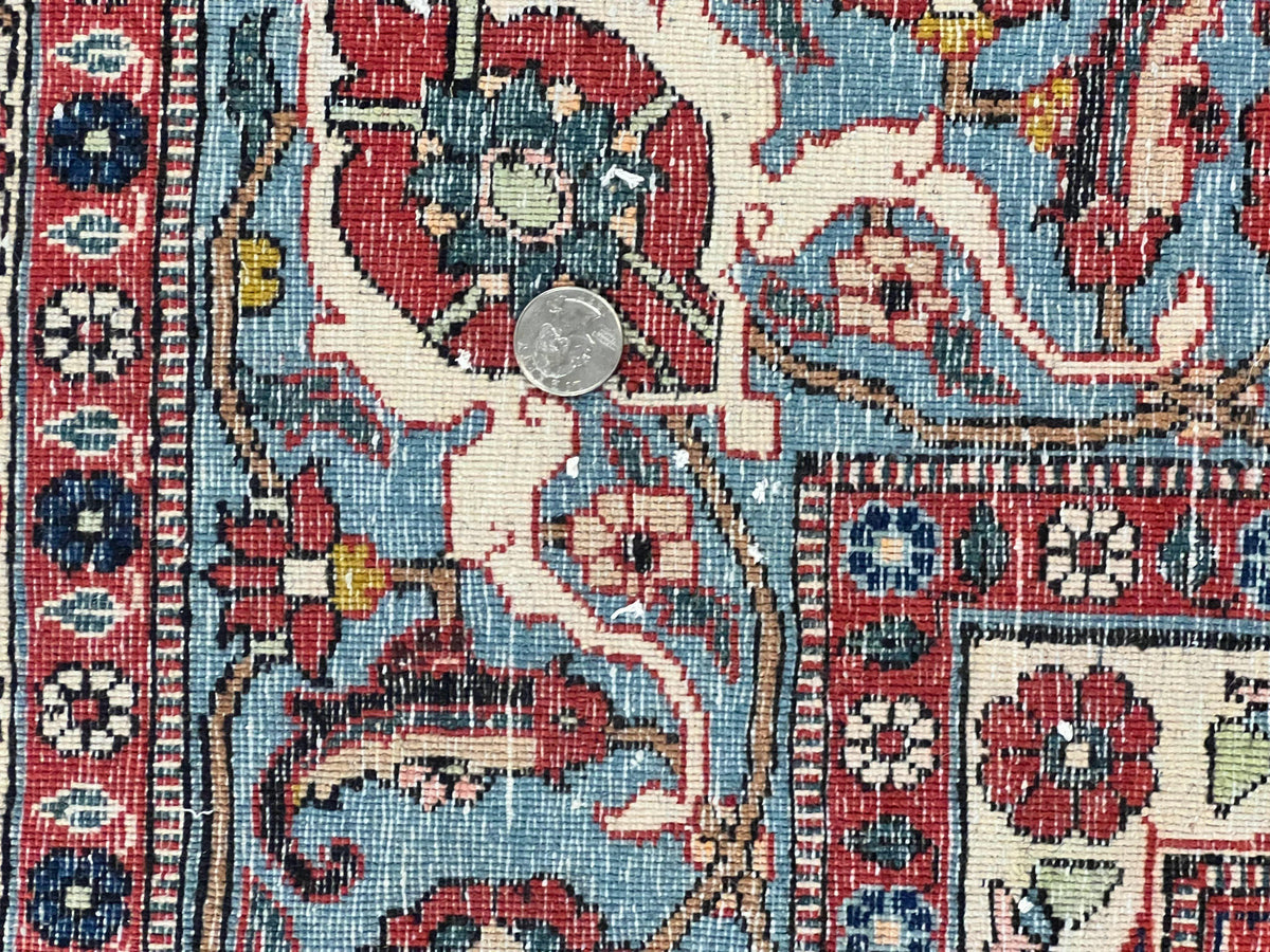 Persian Veramin Rug 7x11, Repeated Allover Pattern, Handmade Vintage Carpet, Navy Blue - Jewel Rugs, view 12