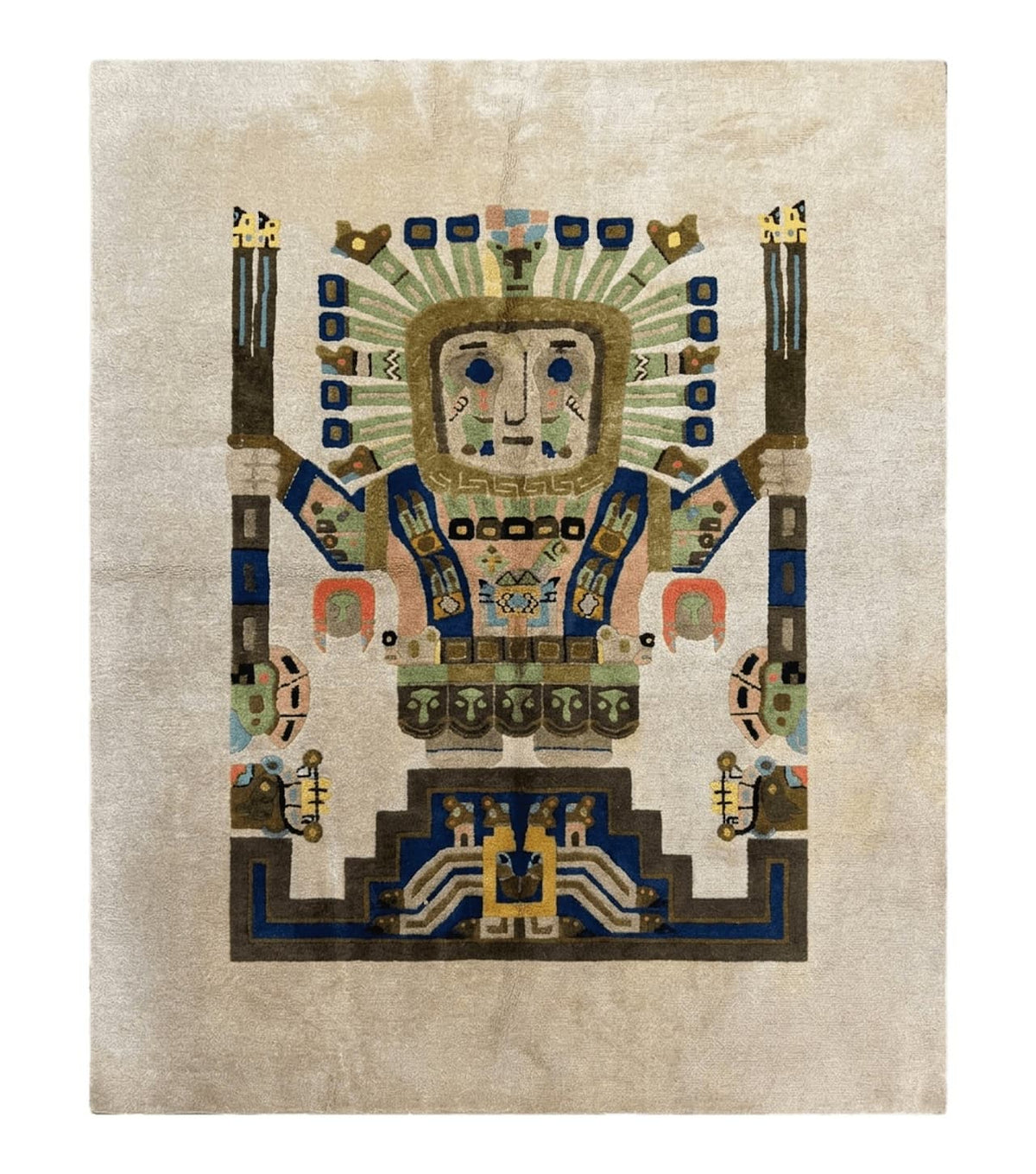 South American Rug 6x7, Unique Native American Design, Ivory, Ecuador Rug, Handmade Wool - Jewel Rugs