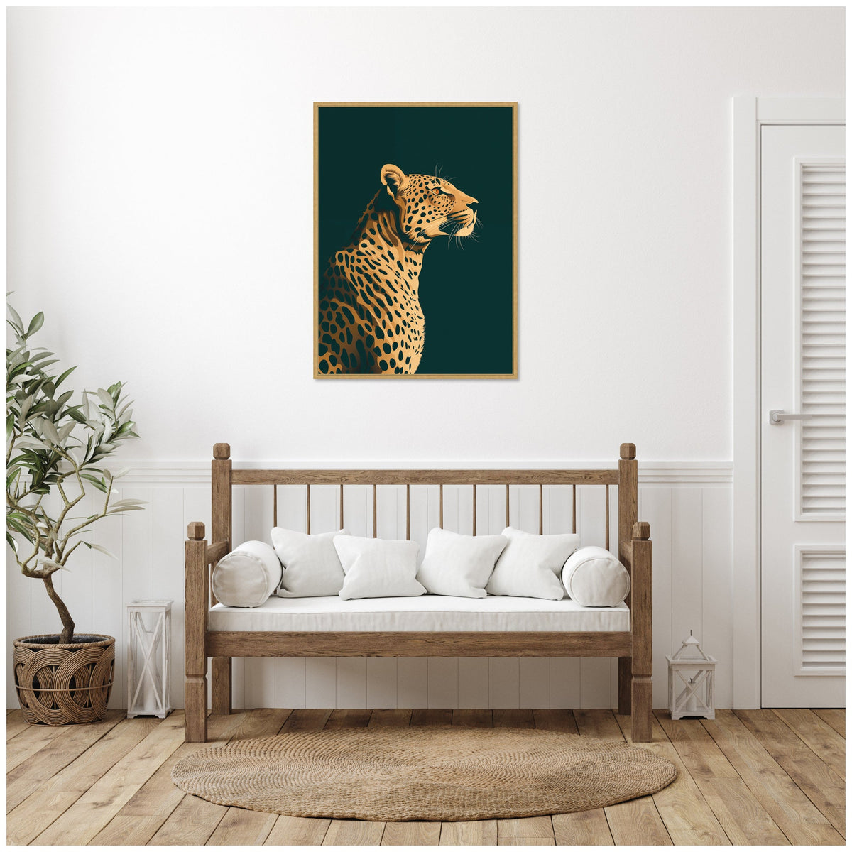 Emerald Gilded Cheetah by The Creative Bunch Studio Framed Canvas Wall Art Print