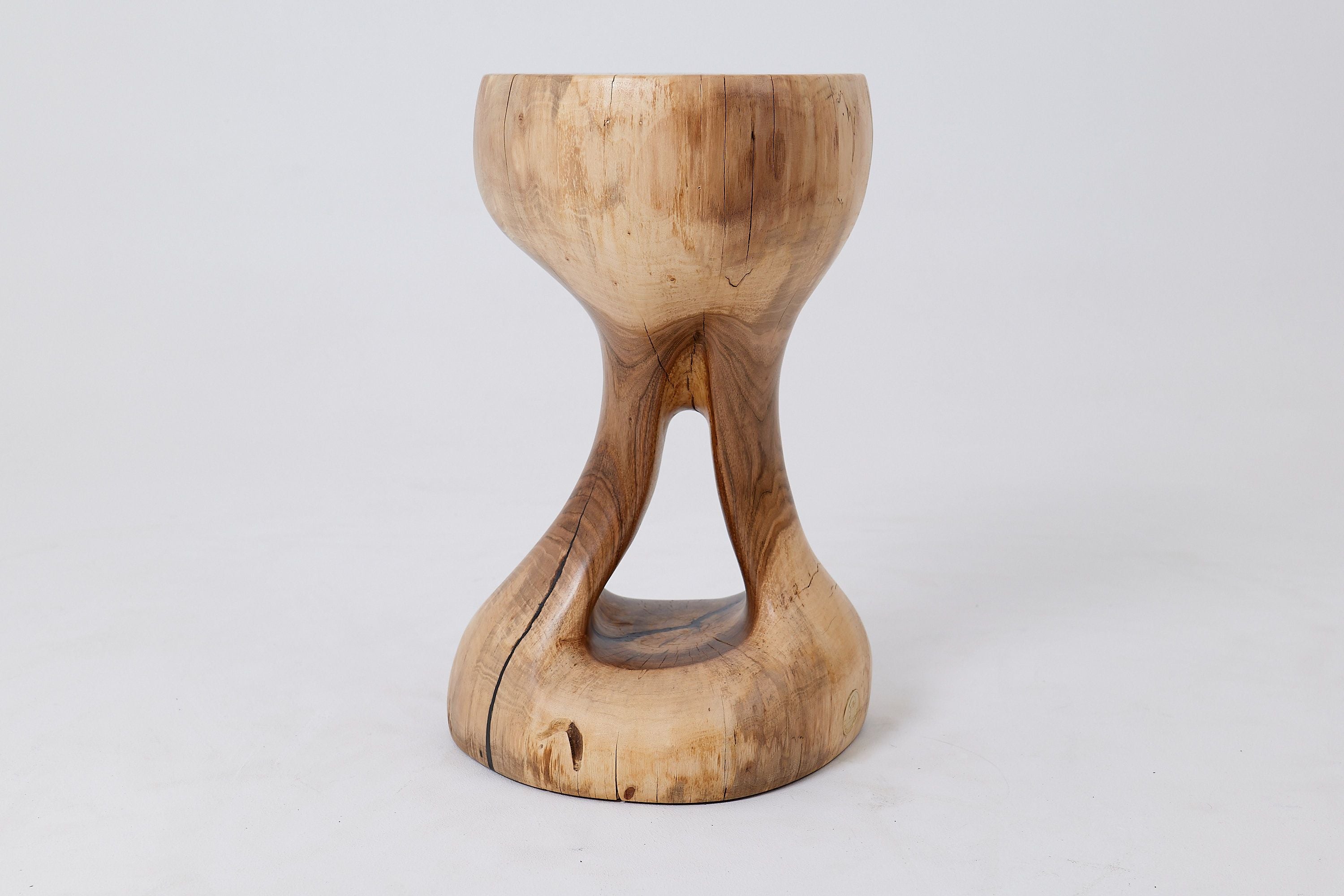 Sculptural Side Table, Stool, Solid Wood, Walnut, Contemporary Design - image 3