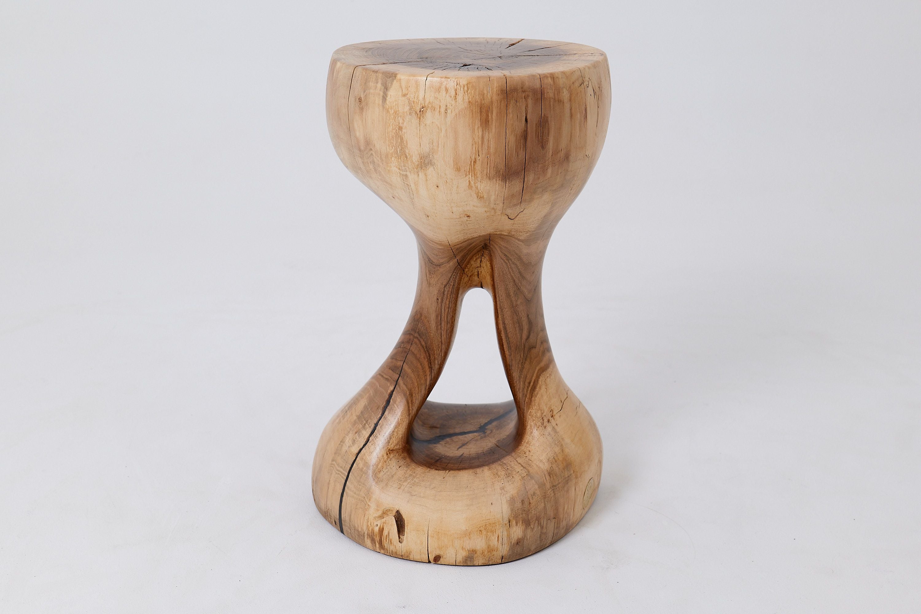 Sculptural Side Table, Stool, Solid Wood, Walnut, Contemporary Design - image 2