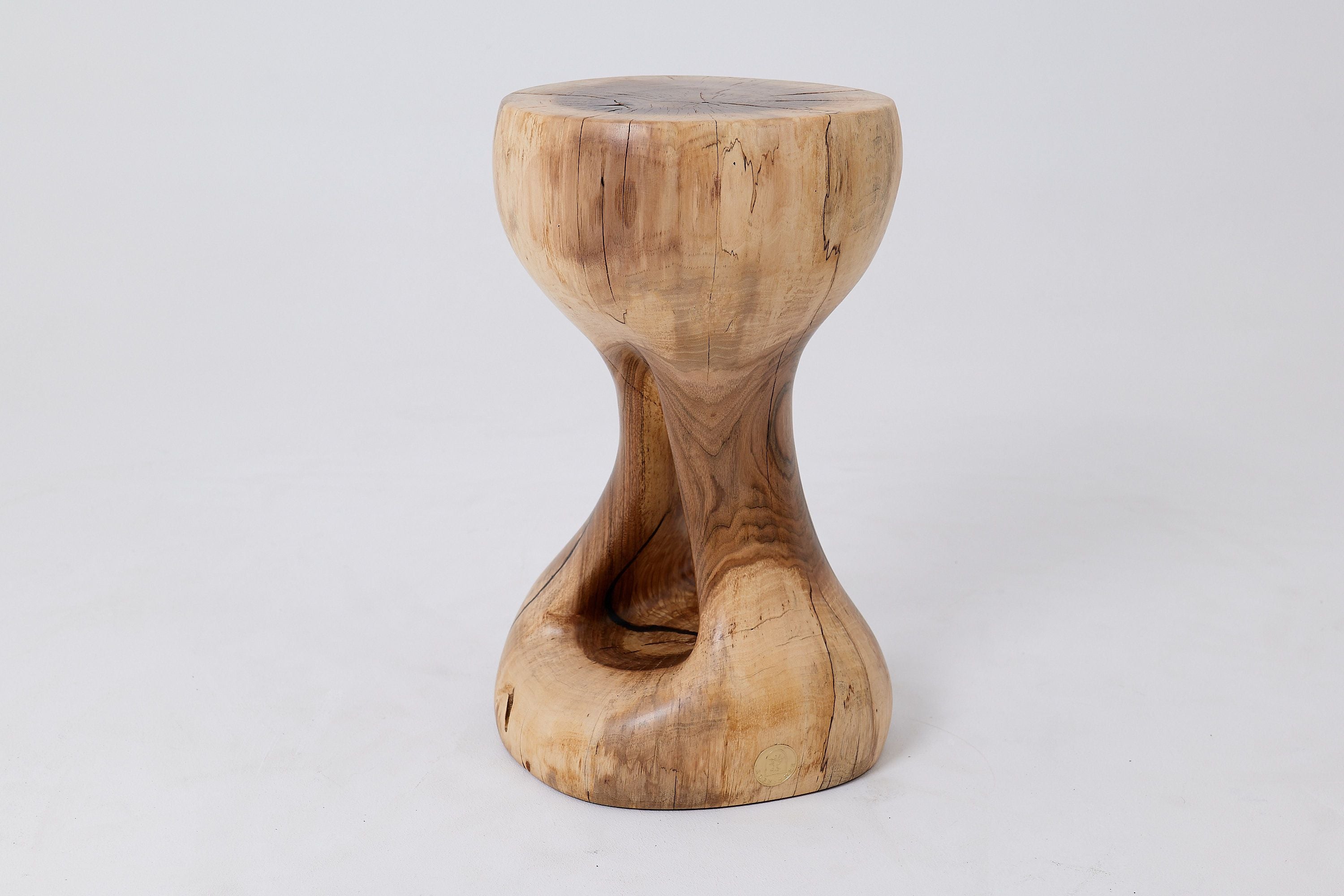 Sculptural Side Table, Stool, Solid Wood, Walnut, Contemporary Design - image 4