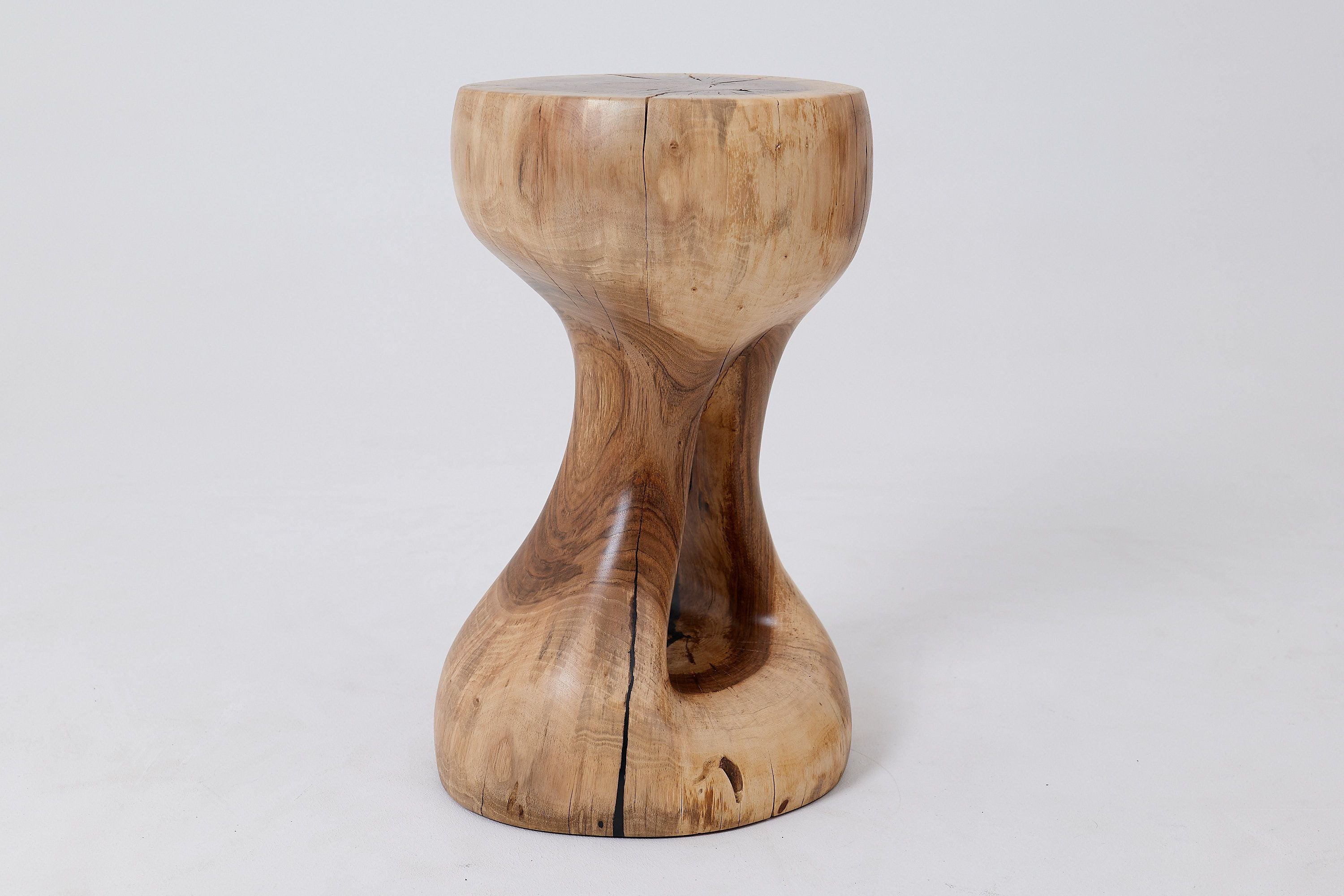 Sculptural Side Table, Stool, Solid Wood, Walnut, Contemporary Design - image 11