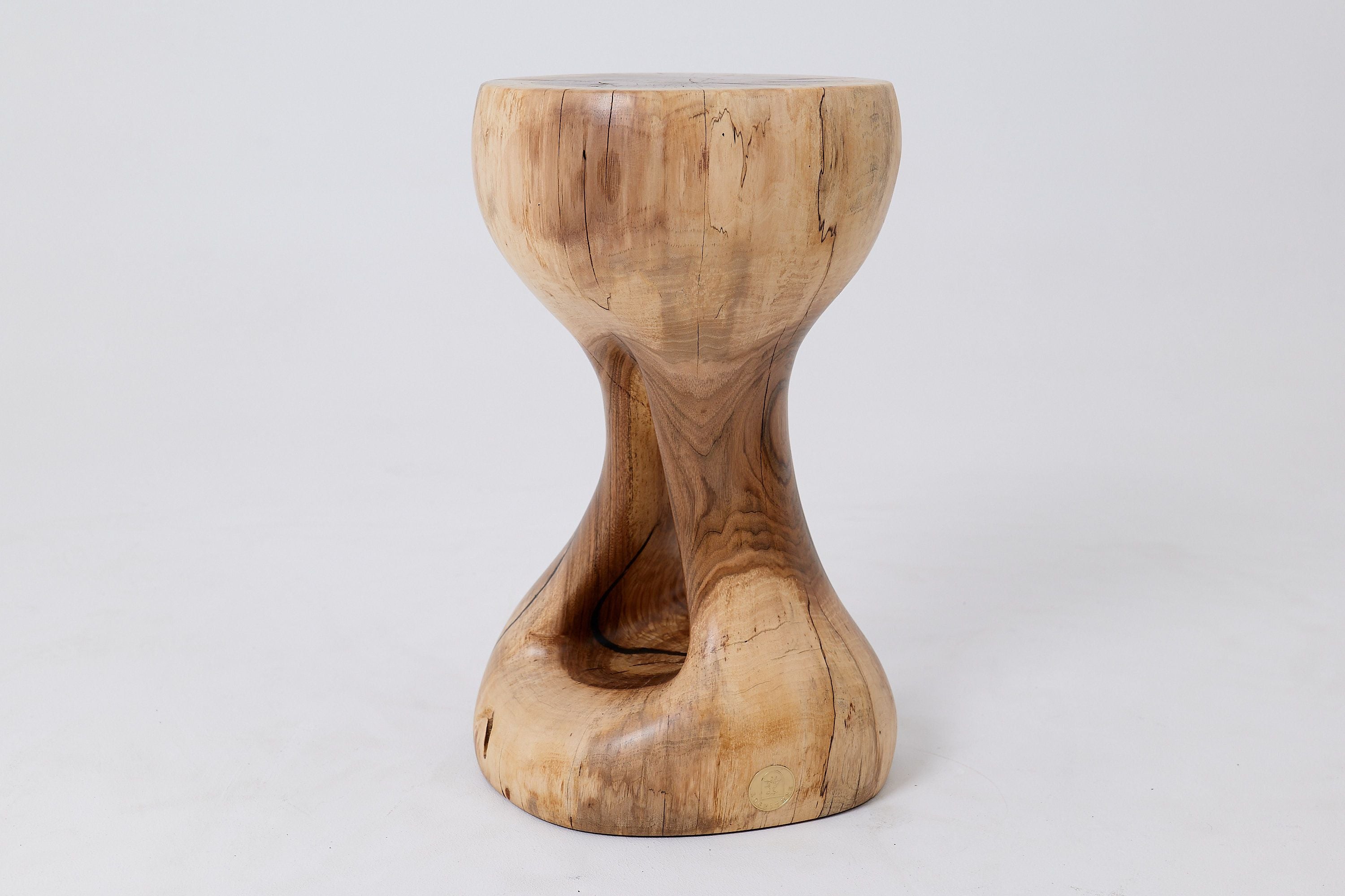 Sculptural Side Table, Stool, Solid Wood, Walnut, Contemporary Design - image 6