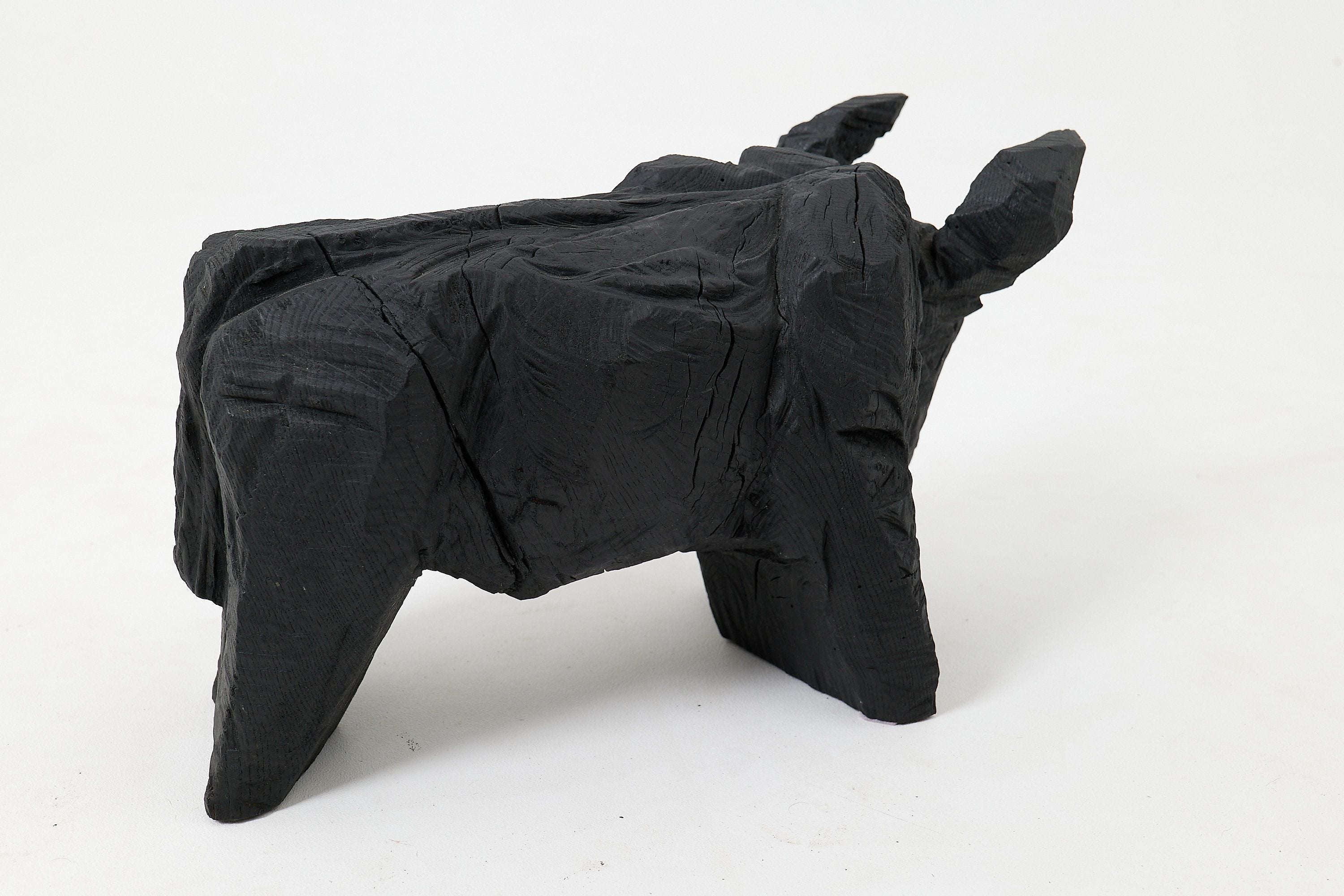 Taurus, Chainsaw Carved, Burnt Oak, Abstract Sculpture, Bull, Handmade, Black - image 11