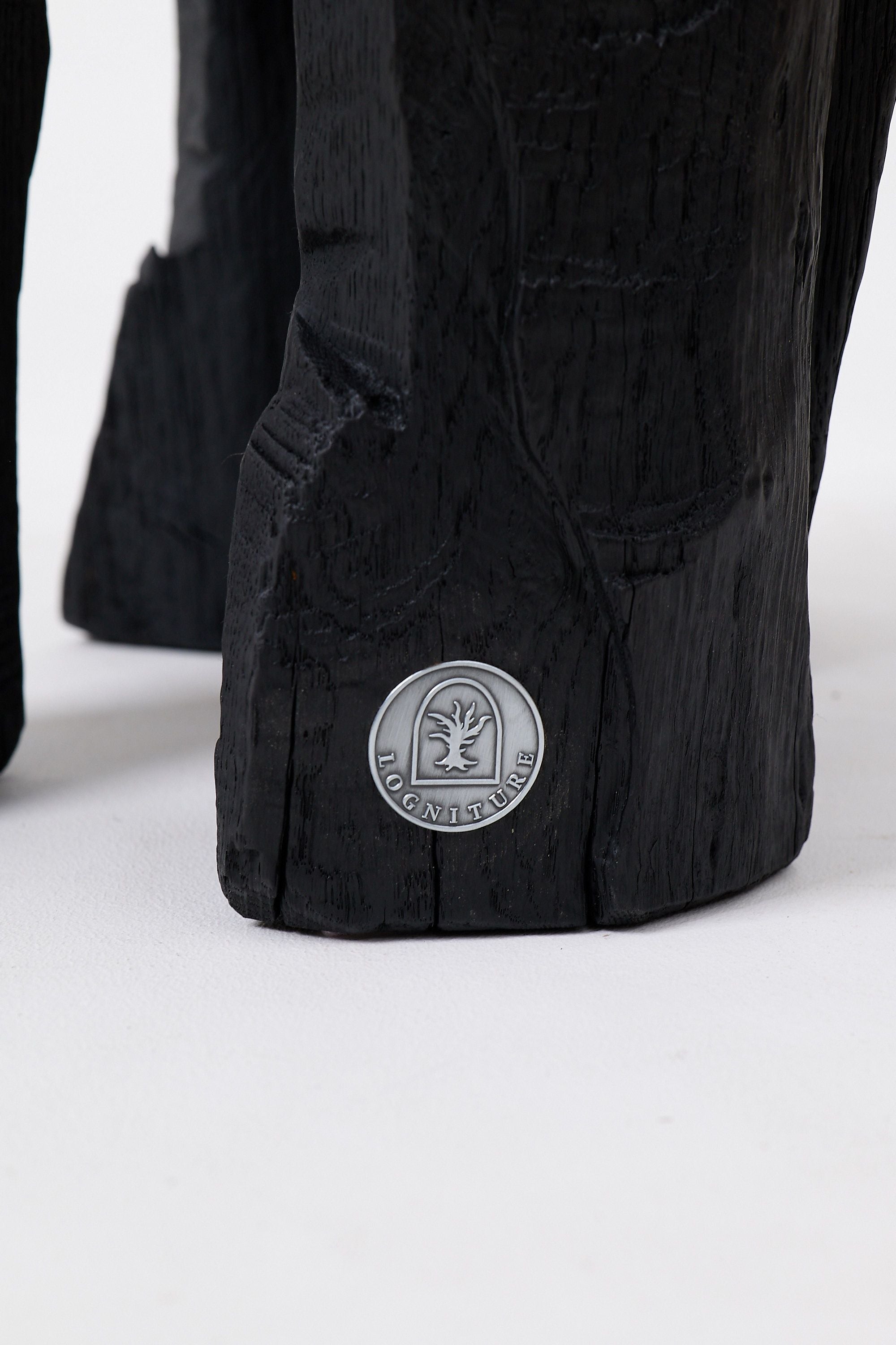 Brutalist Sculptural Stool, Carved, Solid Wood, Oak, Black, Rustic - image 8