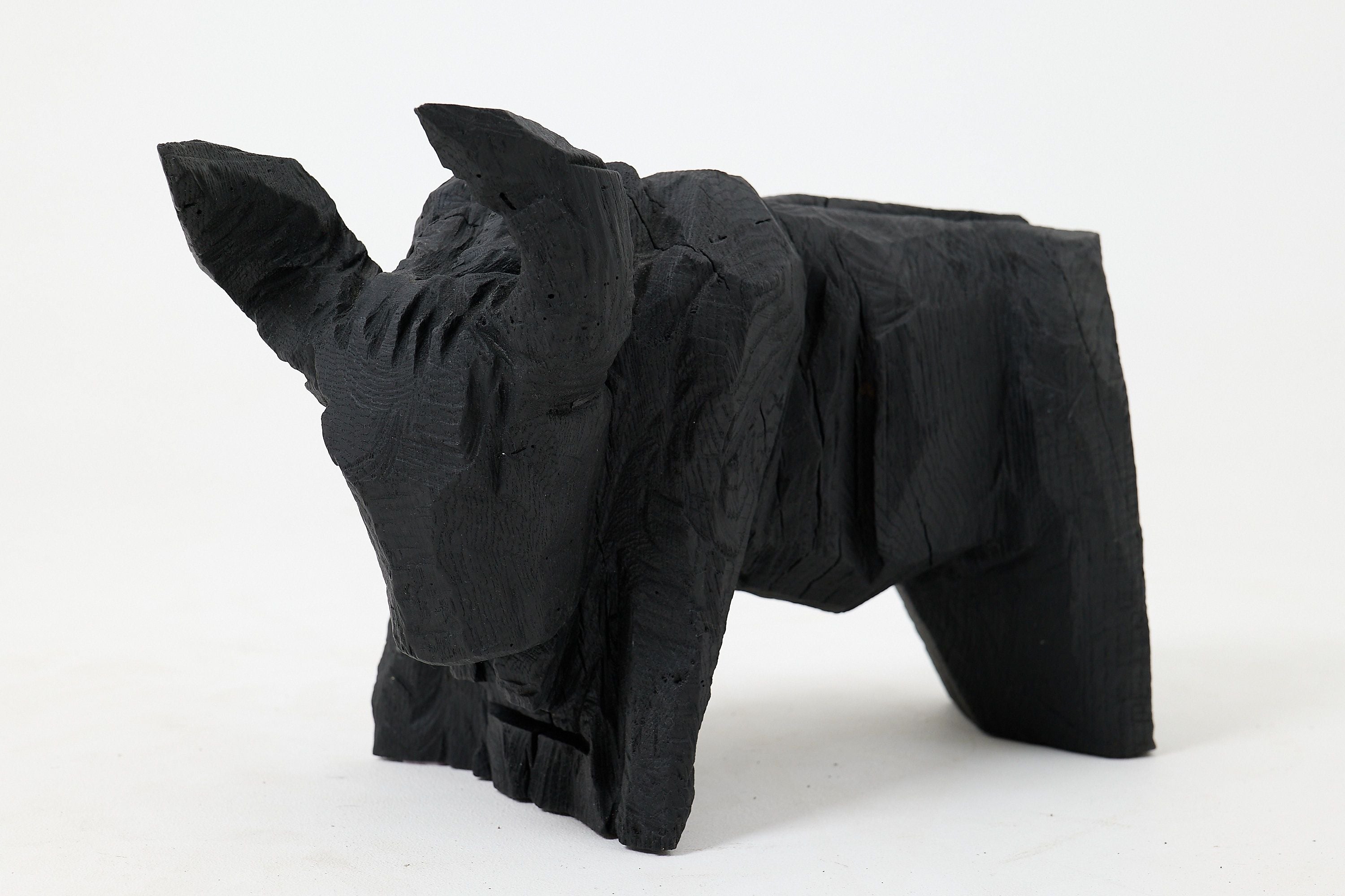 Taurus, Chainsaw Carved, Burnt Oak, Abstract Sculpture, Bull, Handmade, Black - image 5