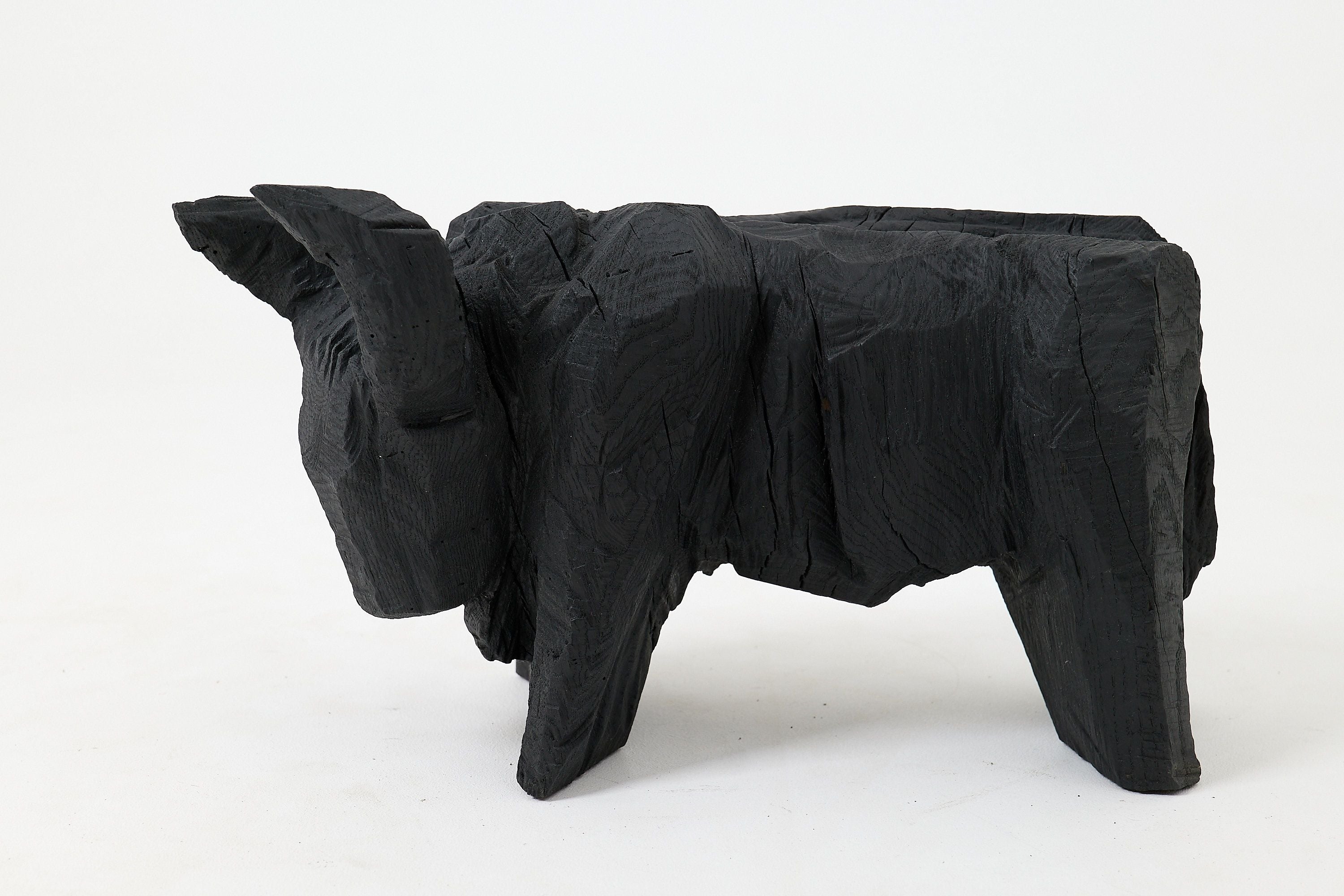 Taurus, Chainsaw Carved, Burnt Oak, Abstract Sculpture, Bull, Handmade, Black - image 7