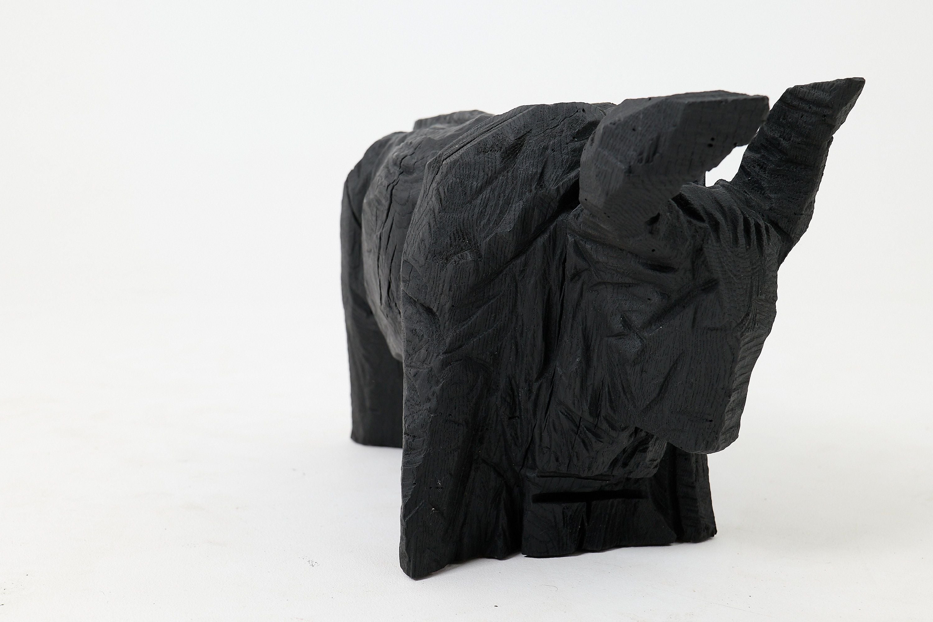Taurus, Chainsaw Carved, Burnt Oak, Abstract Sculpture, Bull, Handmade, Black - image 14