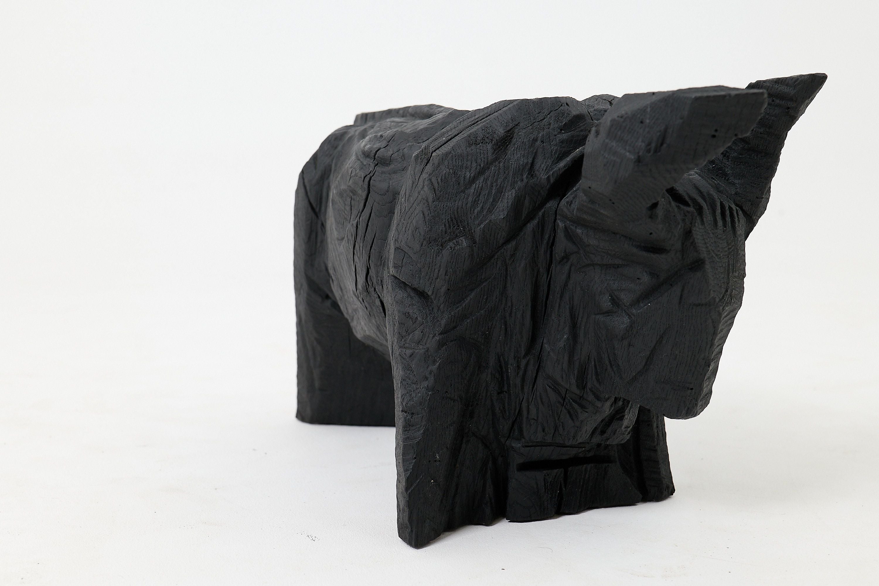 Taurus, Chainsaw Carved, Burnt Oak, Abstract Sculpture, Bull, Handmade, Black - image 15