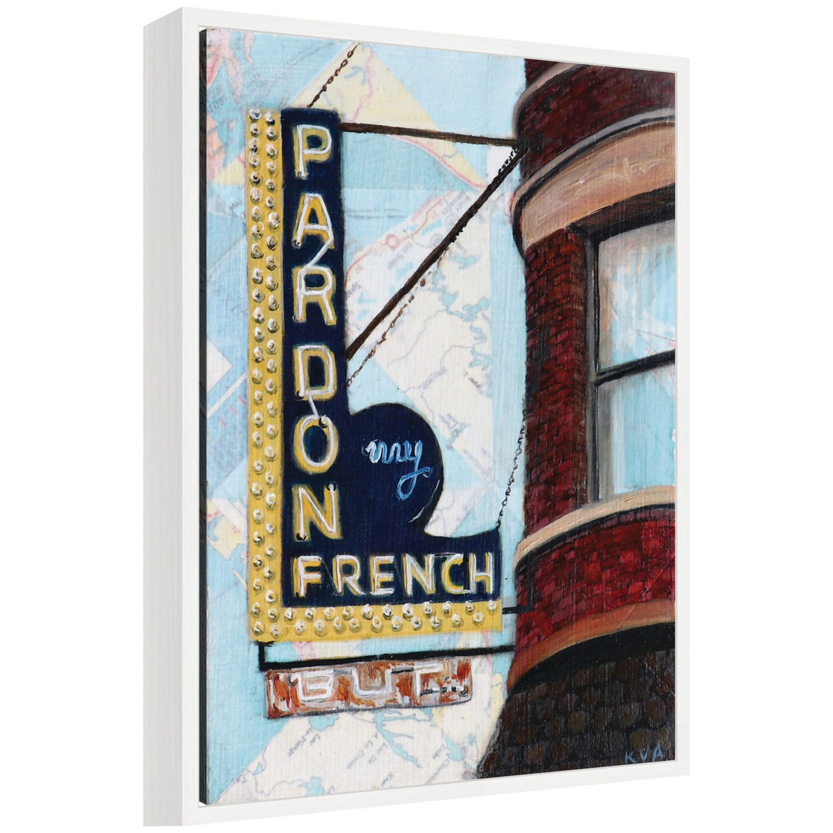 Pardon My French by Krista V. Allenstein Framed Canvas Wall Art Print