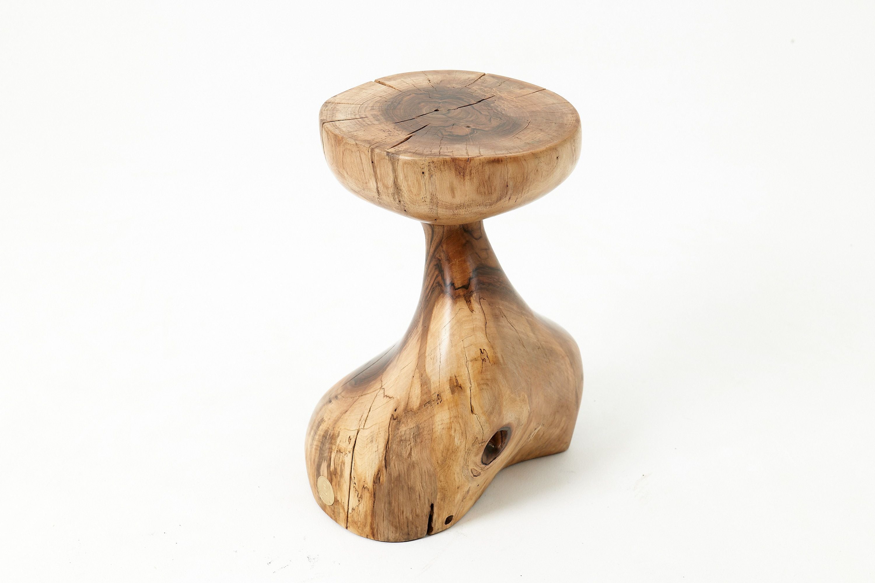 Sculptural Side Table, Stool, Solid Wood, Walnut, Contemporary Design - image 8
