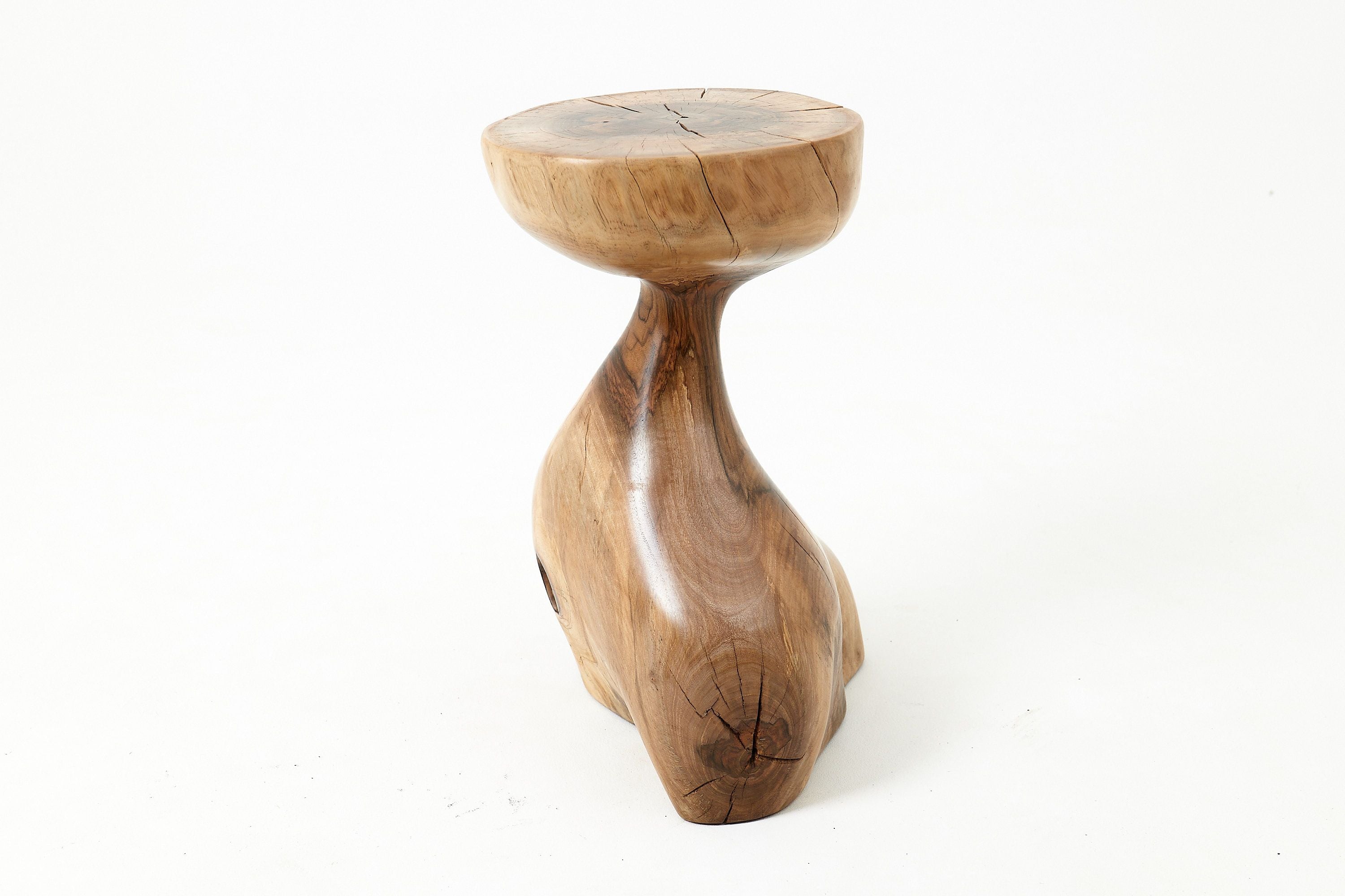 Sculptural Side Table, Stool, Solid Wood, Walnut, Contemporary Design - image 11