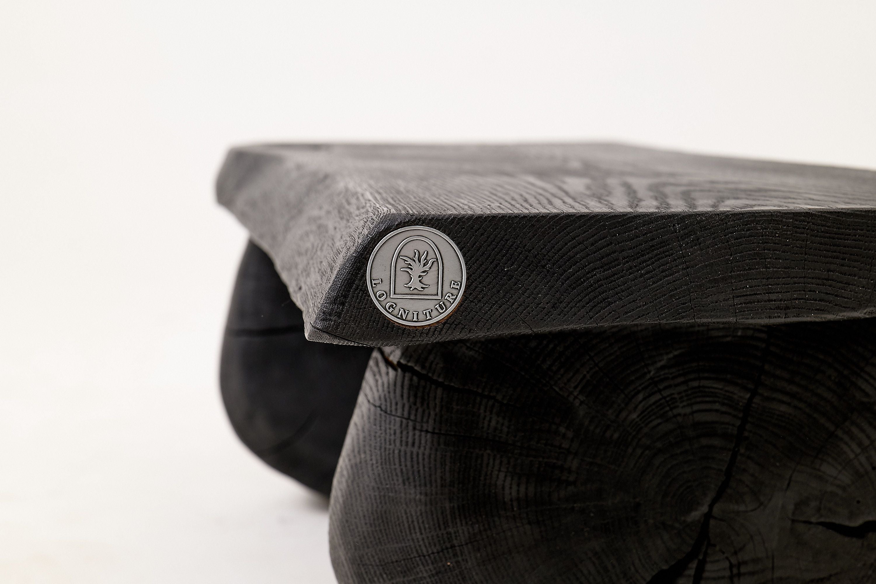 Sculptural Hardwood Stool, Side Table, Charred Wood, Hand-Carved - image 11