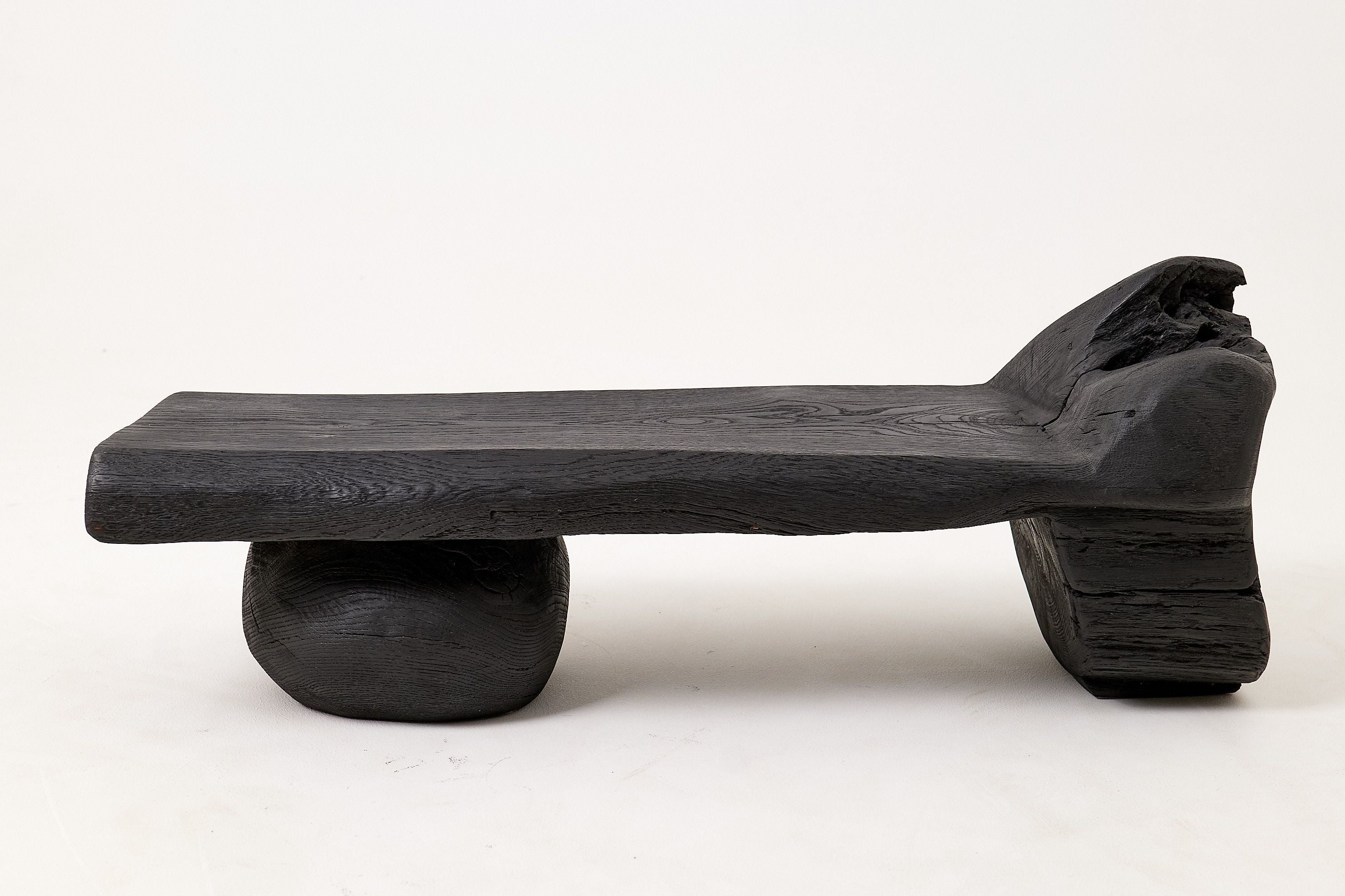 Solid Wood Bench, Log Bench, Charred, Organic, Modern Sculptural Seat