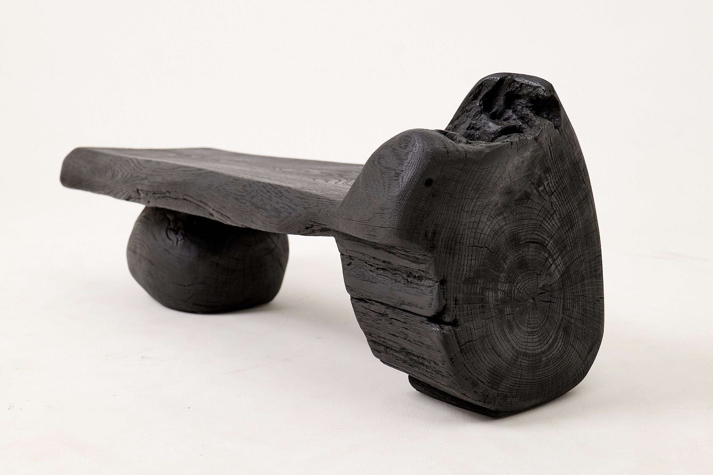 Solid Wood Bench, Log Bench, Charred, Organic, Modern Sculptural Seat - image 5