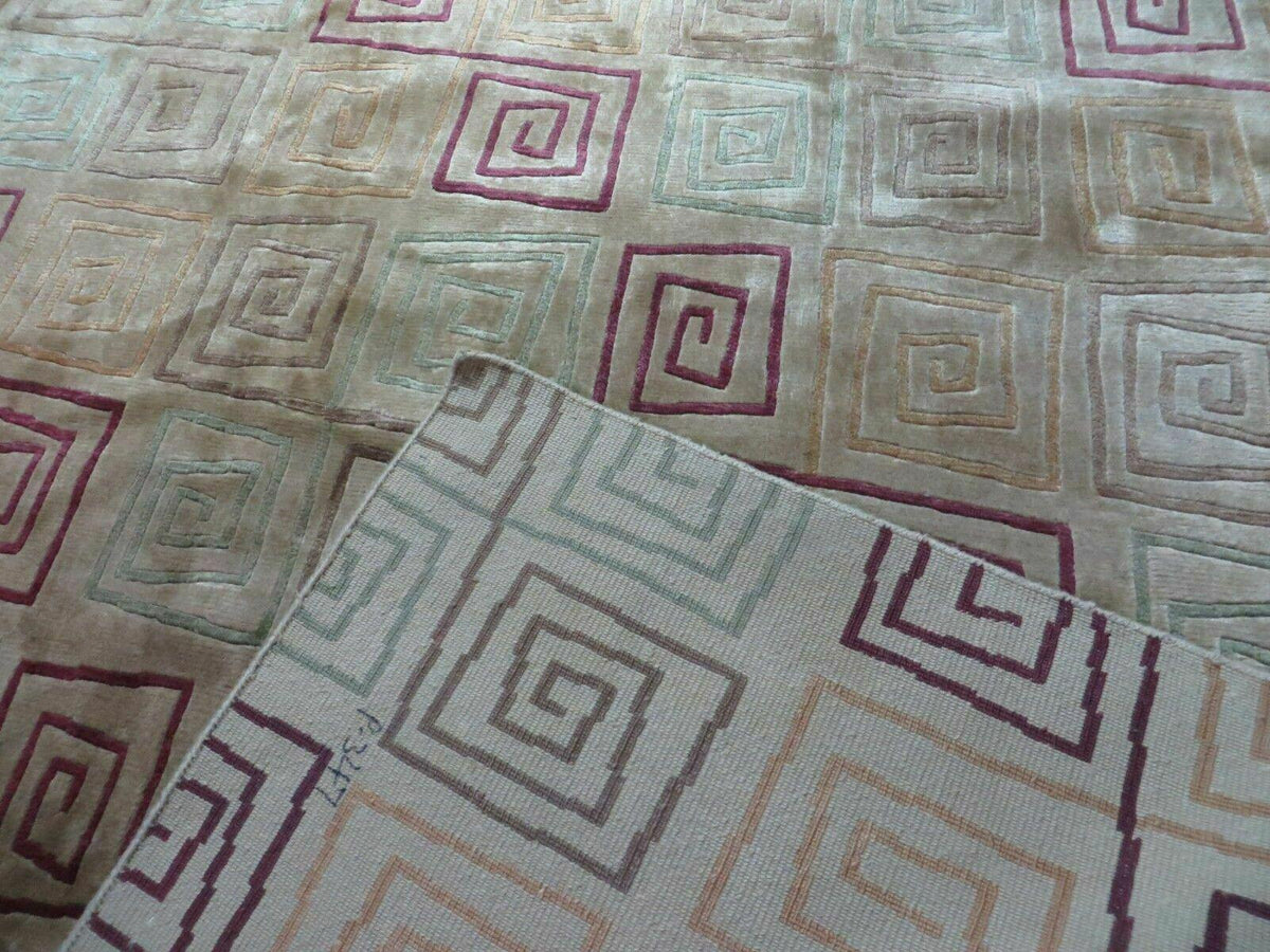 8' X 11' Modern Tibetan Nepal Art Deco Chinese Handmade Wool Silk Rug Abstract - Jewel Rugs, view 11