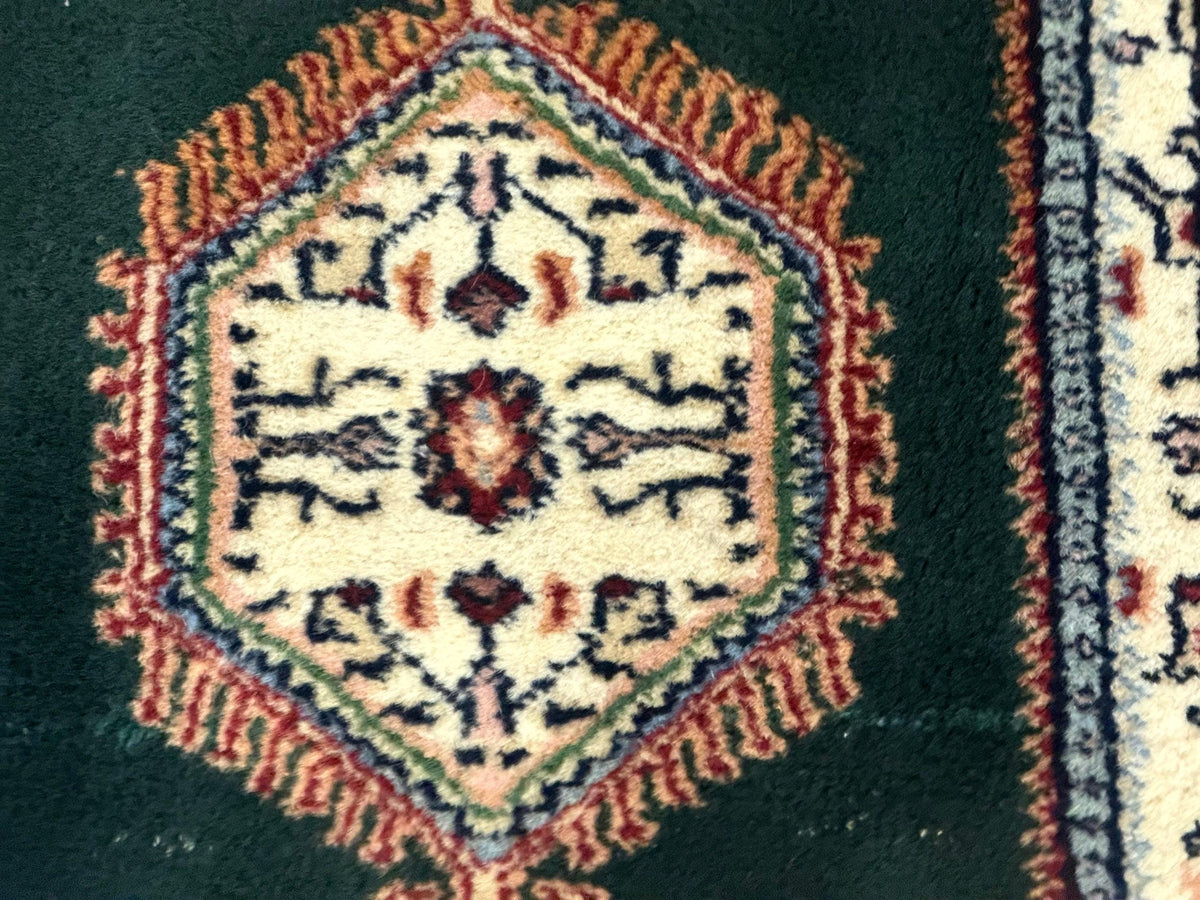 Small Indo Persian Dark Green Rug 2x3, Geometric Semi Open Field - Jewel Rugs, view 5