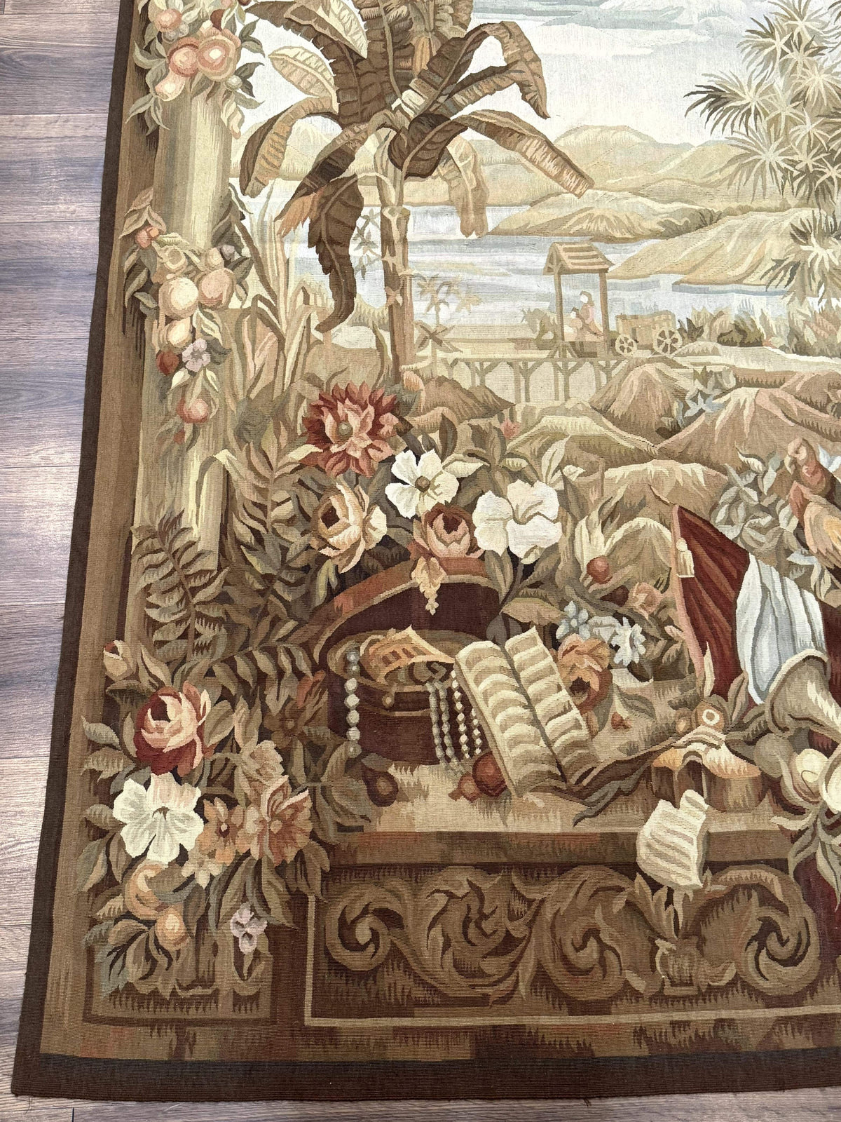 Vintage French Tapestry 5x7, Handmade, Wool, Aubusson Weave - Jewel Rugs, view 9