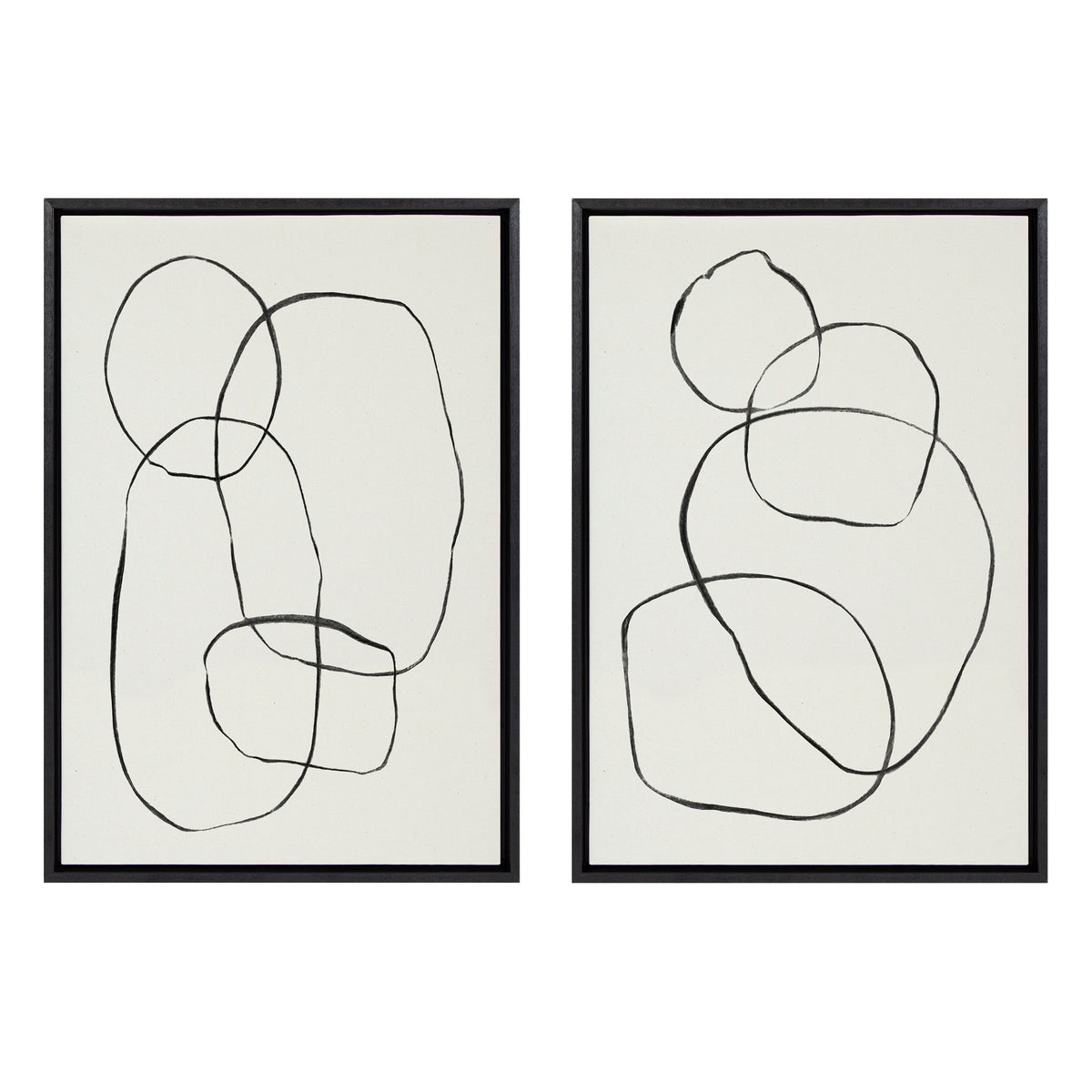 Sylvie Going in Circles Framed Textured Canvas Set by Teju Reval