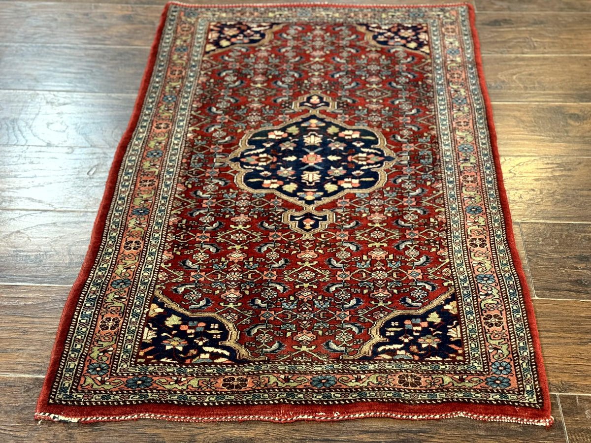 Persian Bidjar Rug 2.7 x 4, Red and Navy Blue, Small Persian Area Rug, Semi Antique - Jewel Rugs, view 2