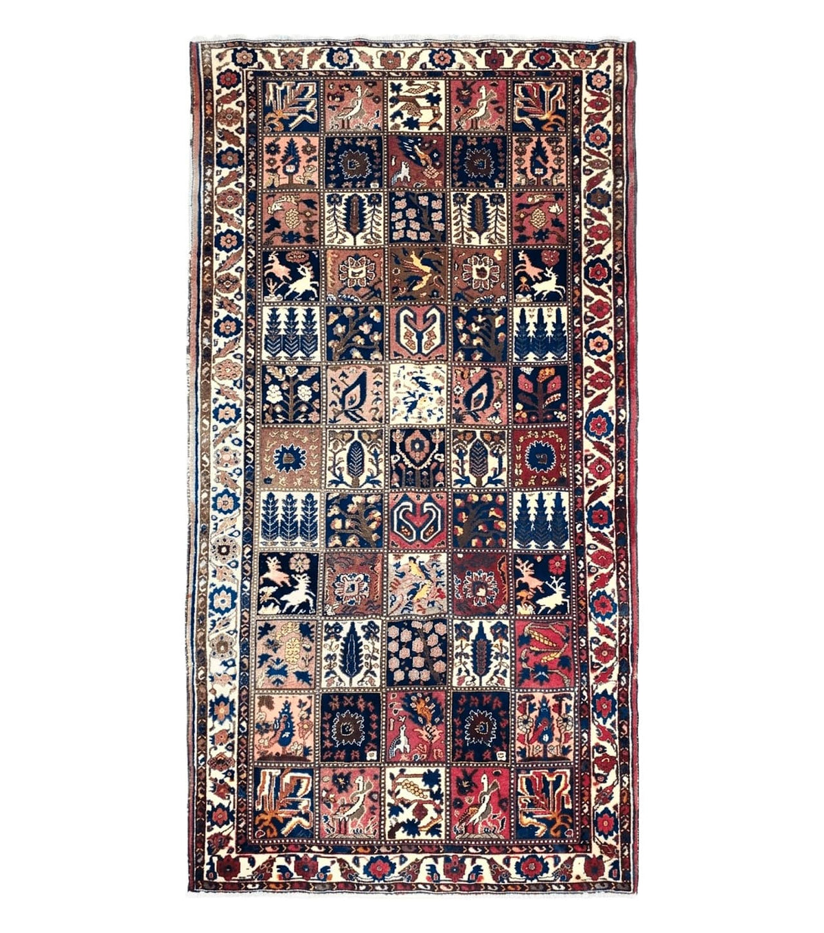 Antique Persian Bakhtiari Rug circa 1920s, Kheshti Panel Design, Wool, Hand-Knotted, 5'3" x 10' - Jewel Rugs