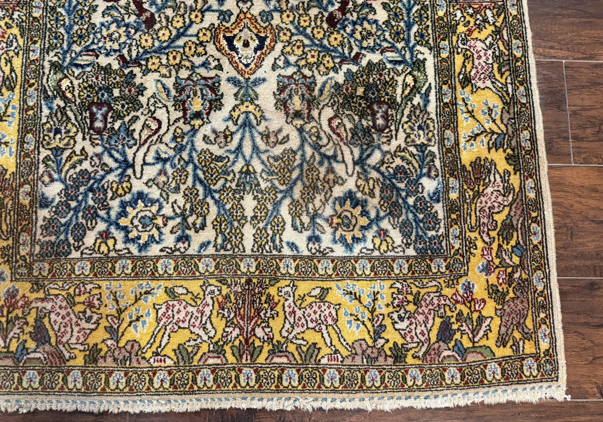 Persian Qum Tree of Life Rug 3.5 x 5.5, Animal Pictorials, Kork Wool with Silk Highlights - Jewel Rugs, view 10