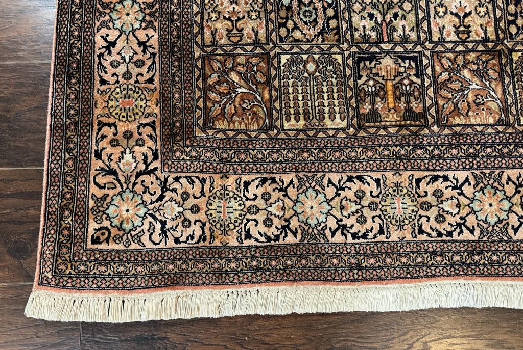 Indian Kashmiri Silk Rug 4x6, Panel Design, Multicolor, Fine - Jewel Rugs, view 9