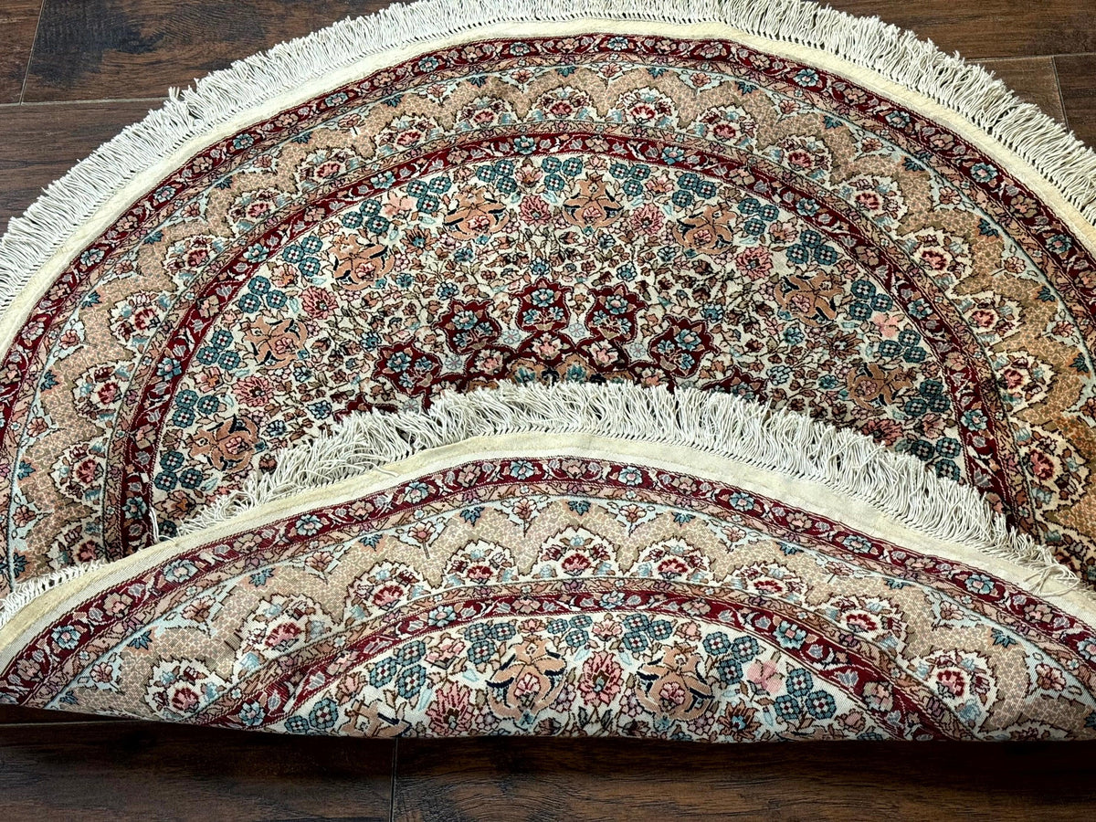Round Silk Rug 3x3, Extremely Fine 580 KSPI, Sino Persian Round Handmade Carpet, Silk on Silk - Jewel Rugs, view 10