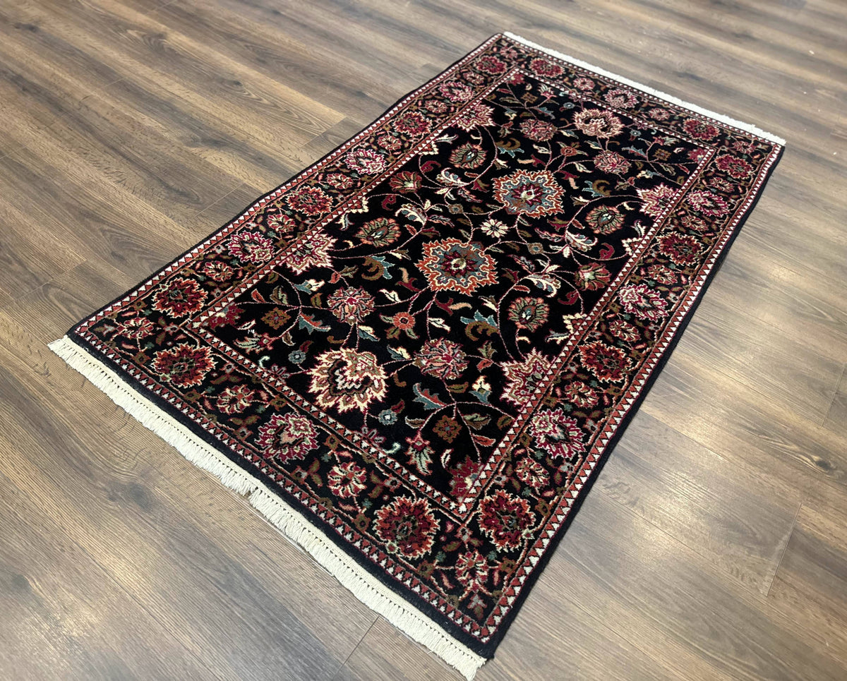 Indo Persian Sarouk Rug 3x5, Black Traditional Oriental Carpet - Jewel Rugs, view 3
