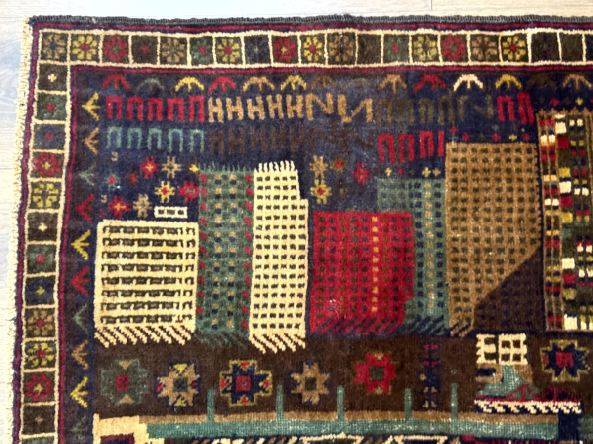 Balouch Rug 3x5, Afghan Carpet, City Pictorial - Jewel Rugs, view 6