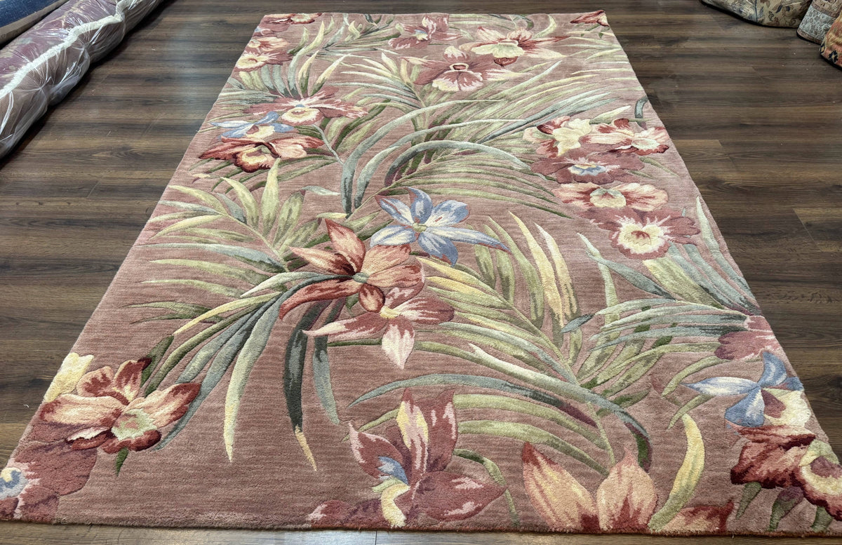 Hand Tufted Floral Rug 5x8, Light Rose Wool Carpet - Jewel Rugs, view 2