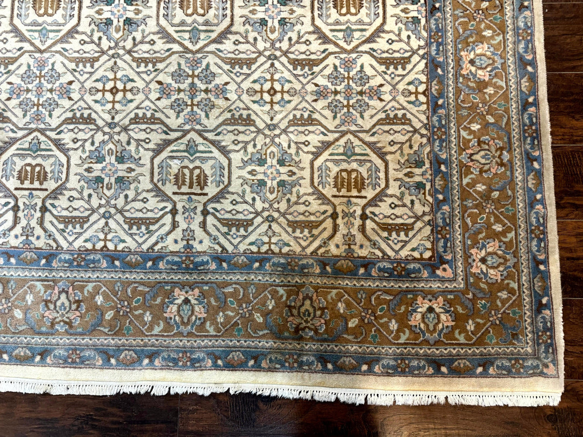 Indo Persian Rug 6x9, Beige, Allover Pattern, Vintage Wool Oriental Carpet - Jewel Rugs, view 10